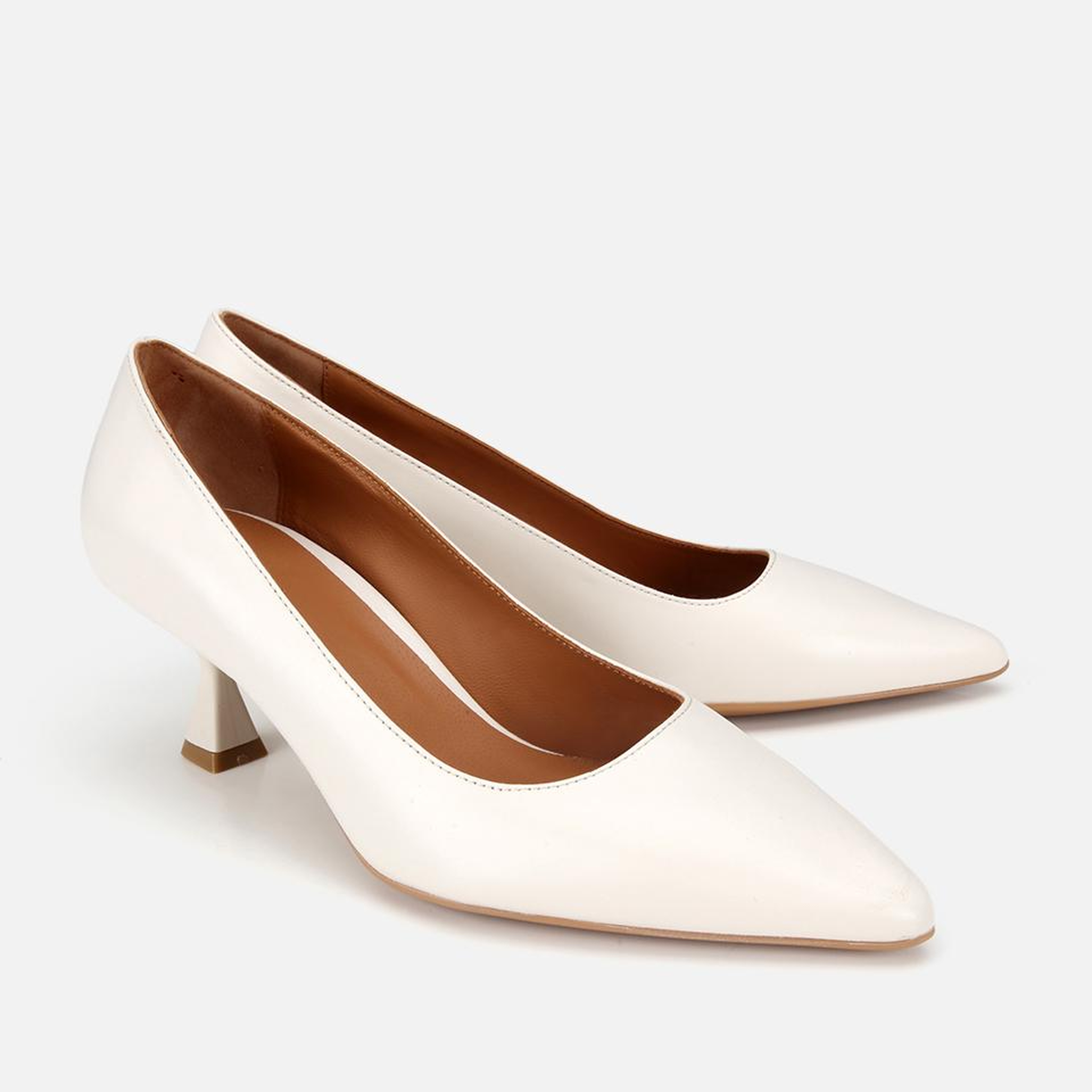 Kadın Deri Kemik Kısa Topuklu Stiletto