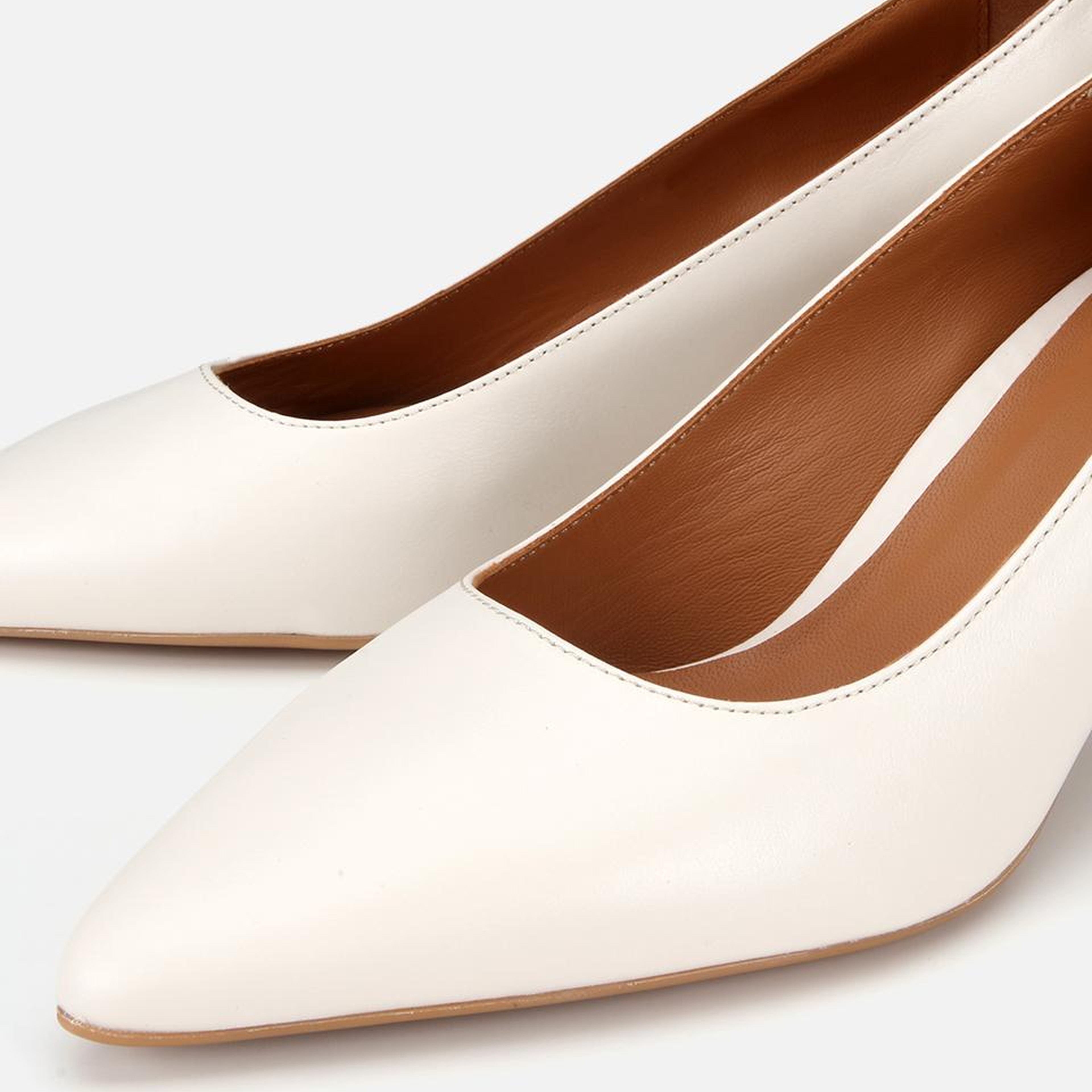 Kadın Deri Kemik Kısa Topuklu Stiletto