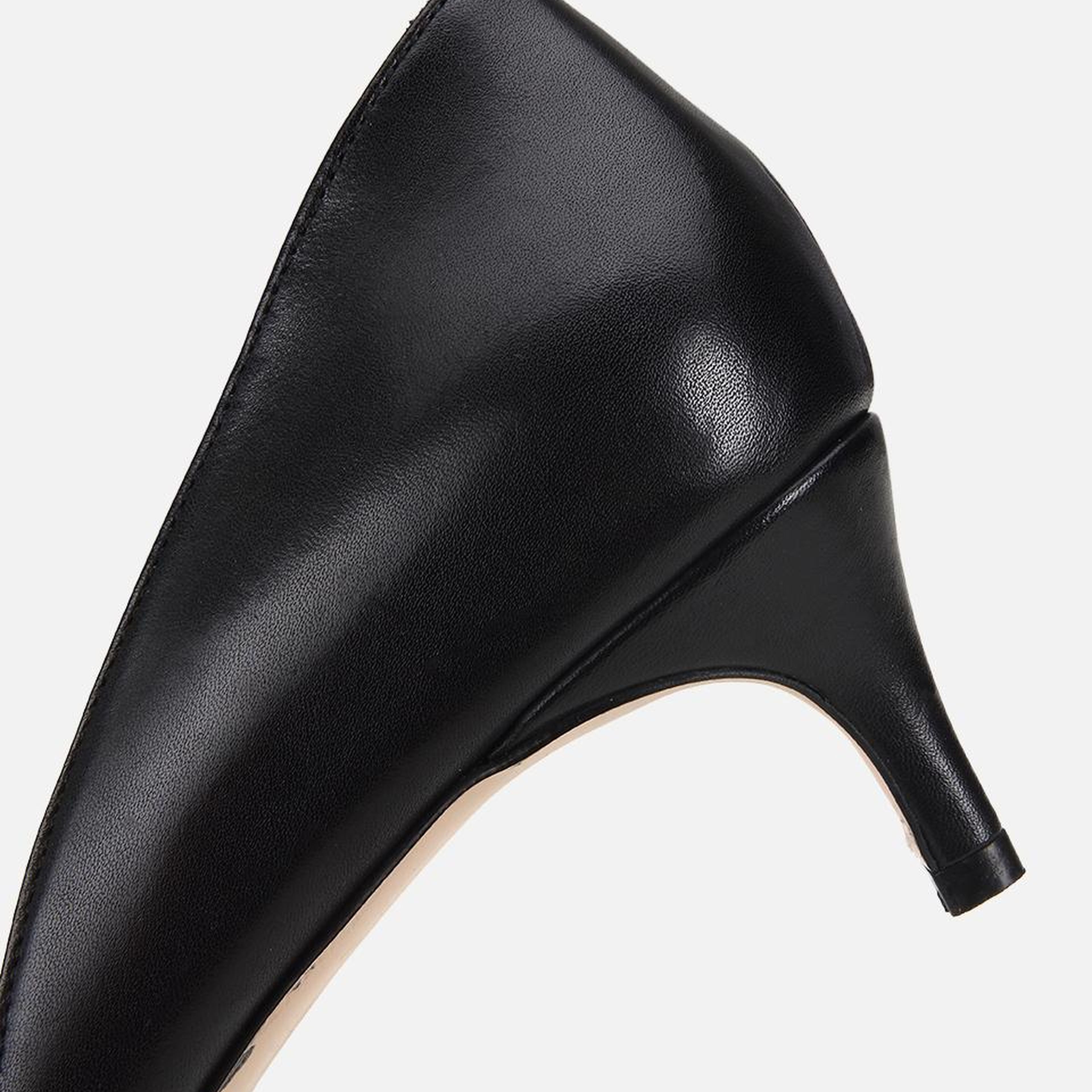 Kadın Siyah Deri Gold Tokalı Kısa Topuklu Stiletto