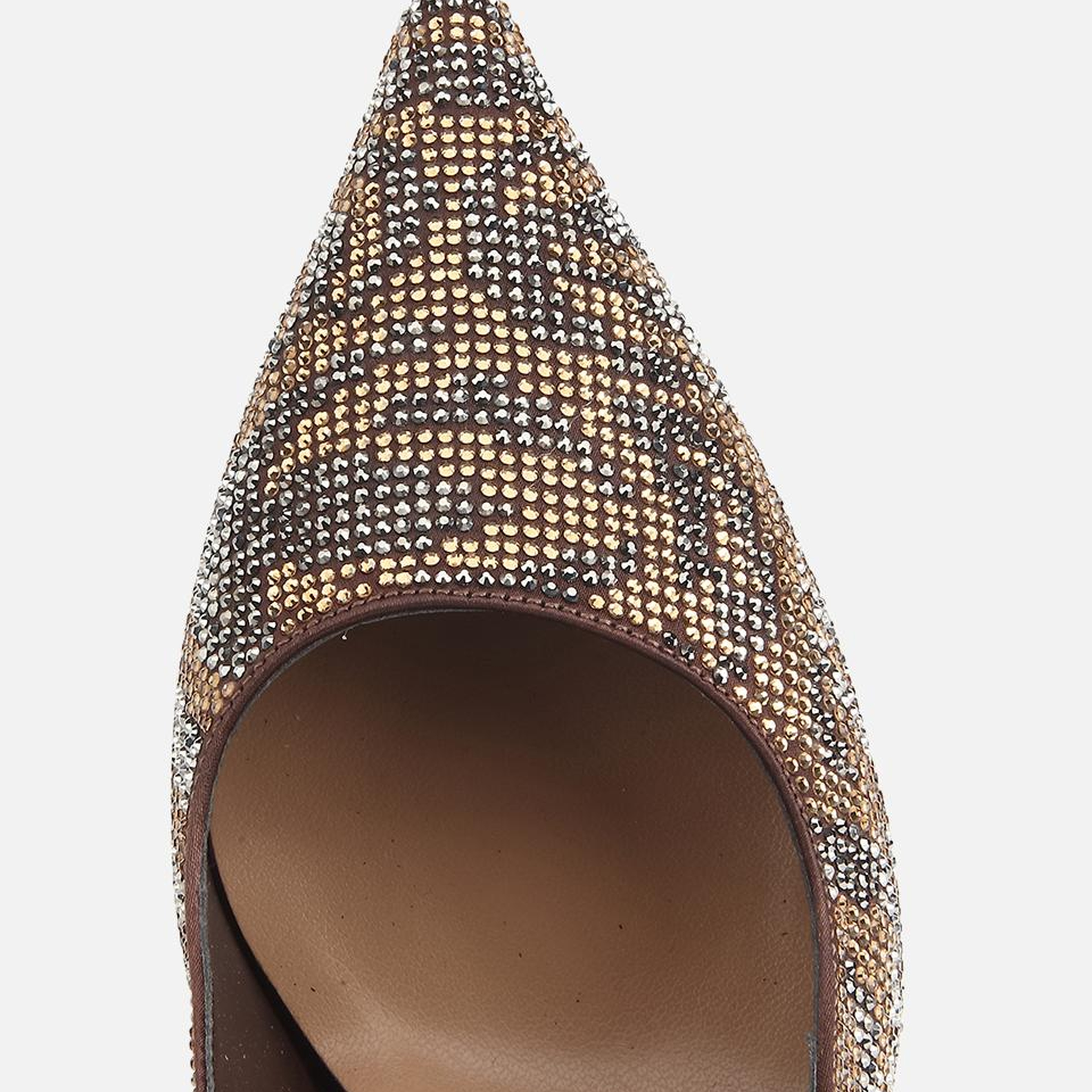 Kadın Kahverengi Arkası Açık Taşlı Stiletto