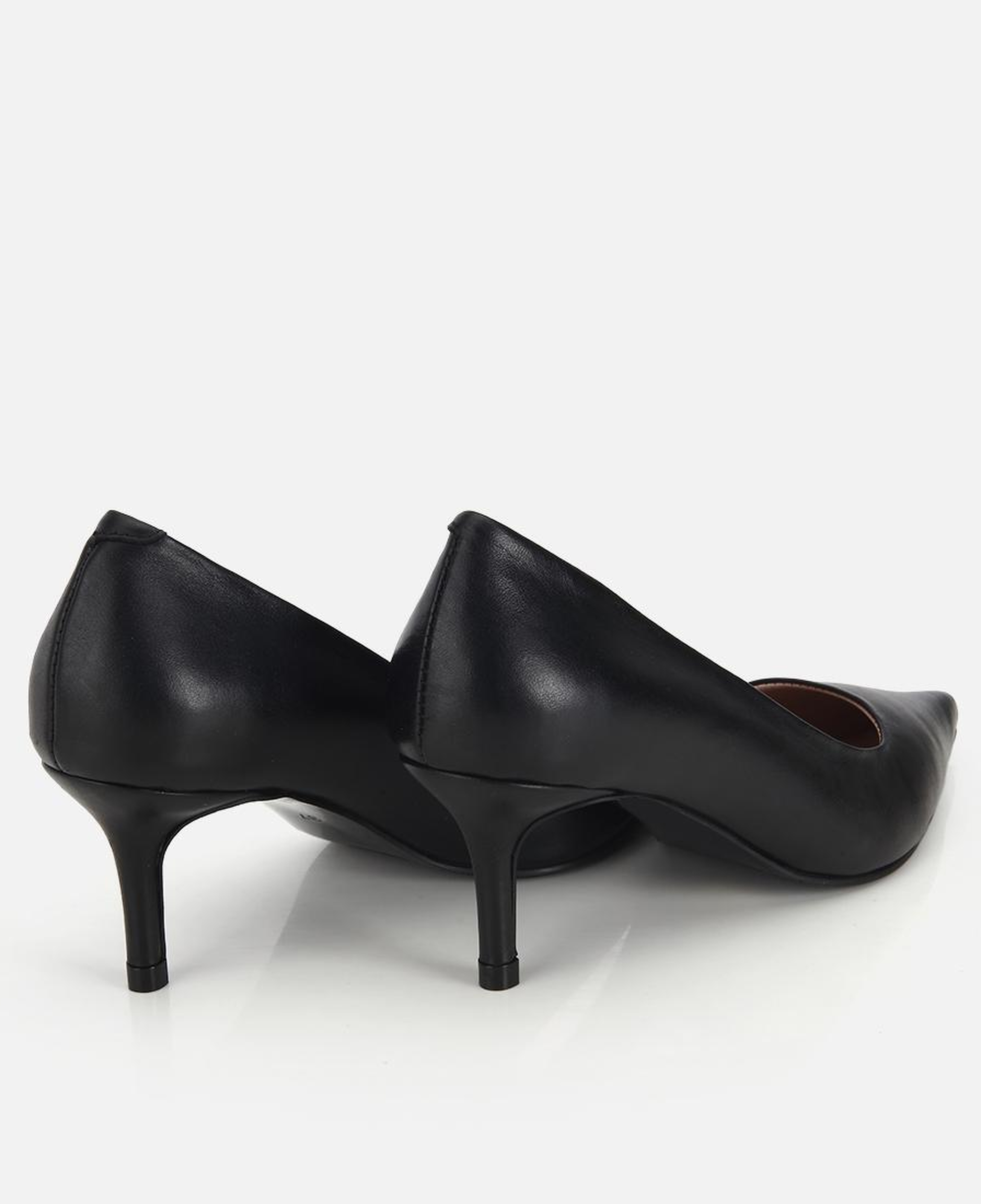 Kadın Deri Siyah İnce Kısa Topuklu Stiletto