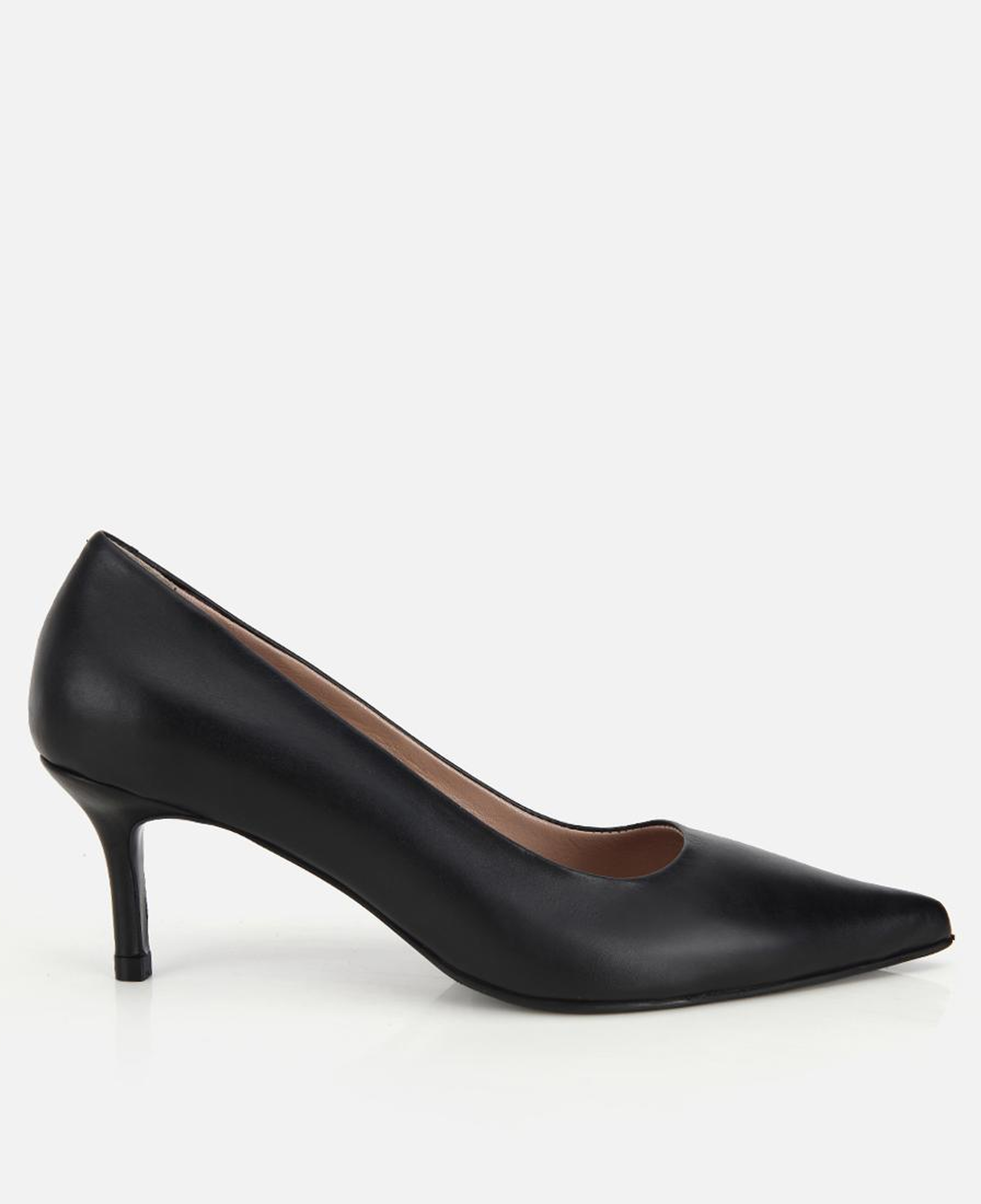Kadın Deri Siyah İnce Kısa Topuklu Stiletto