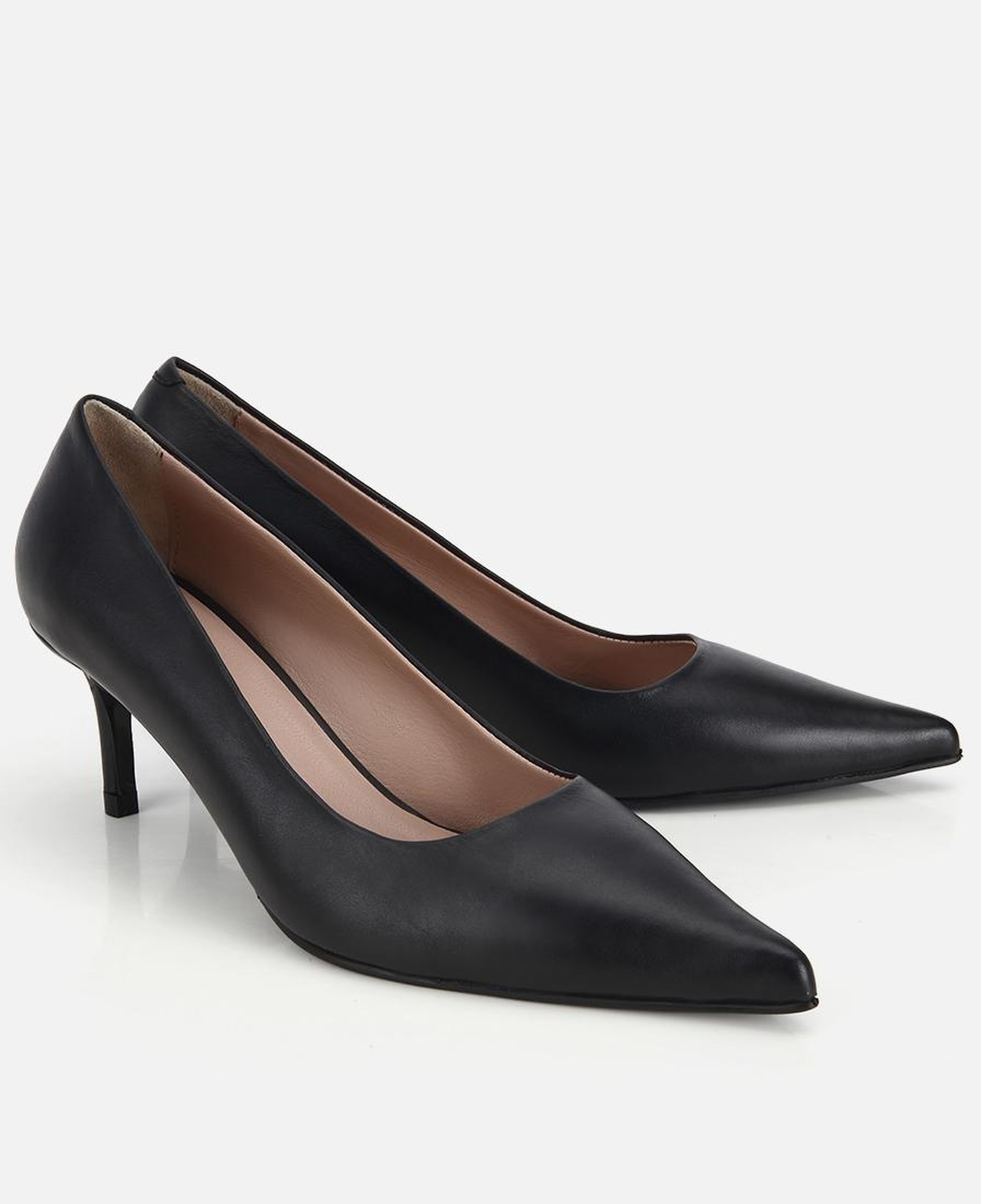 Kadın Deri Siyah İnce Kısa Topuklu Stiletto