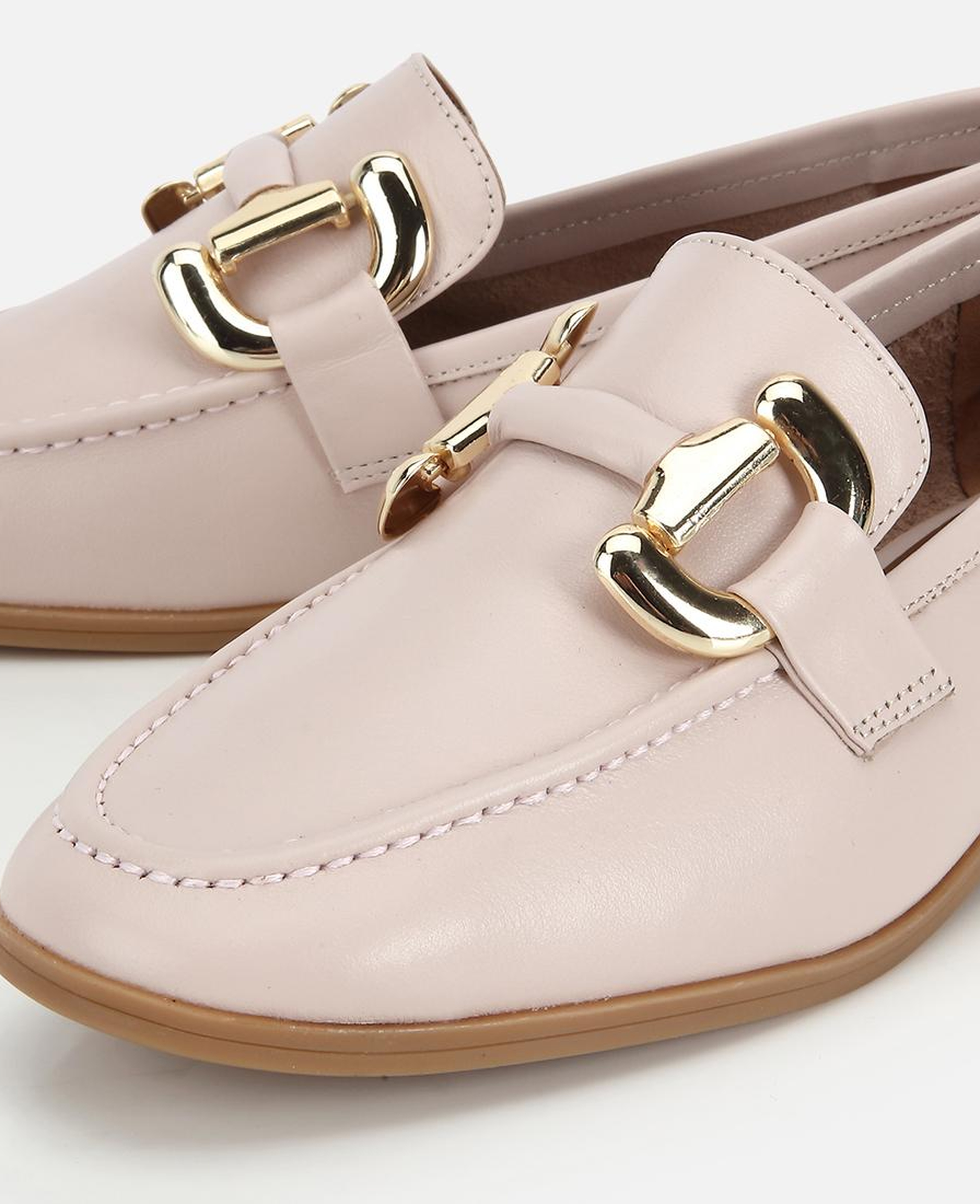 Kadın Deri Bej Toka Detaylı Klasik Loafer