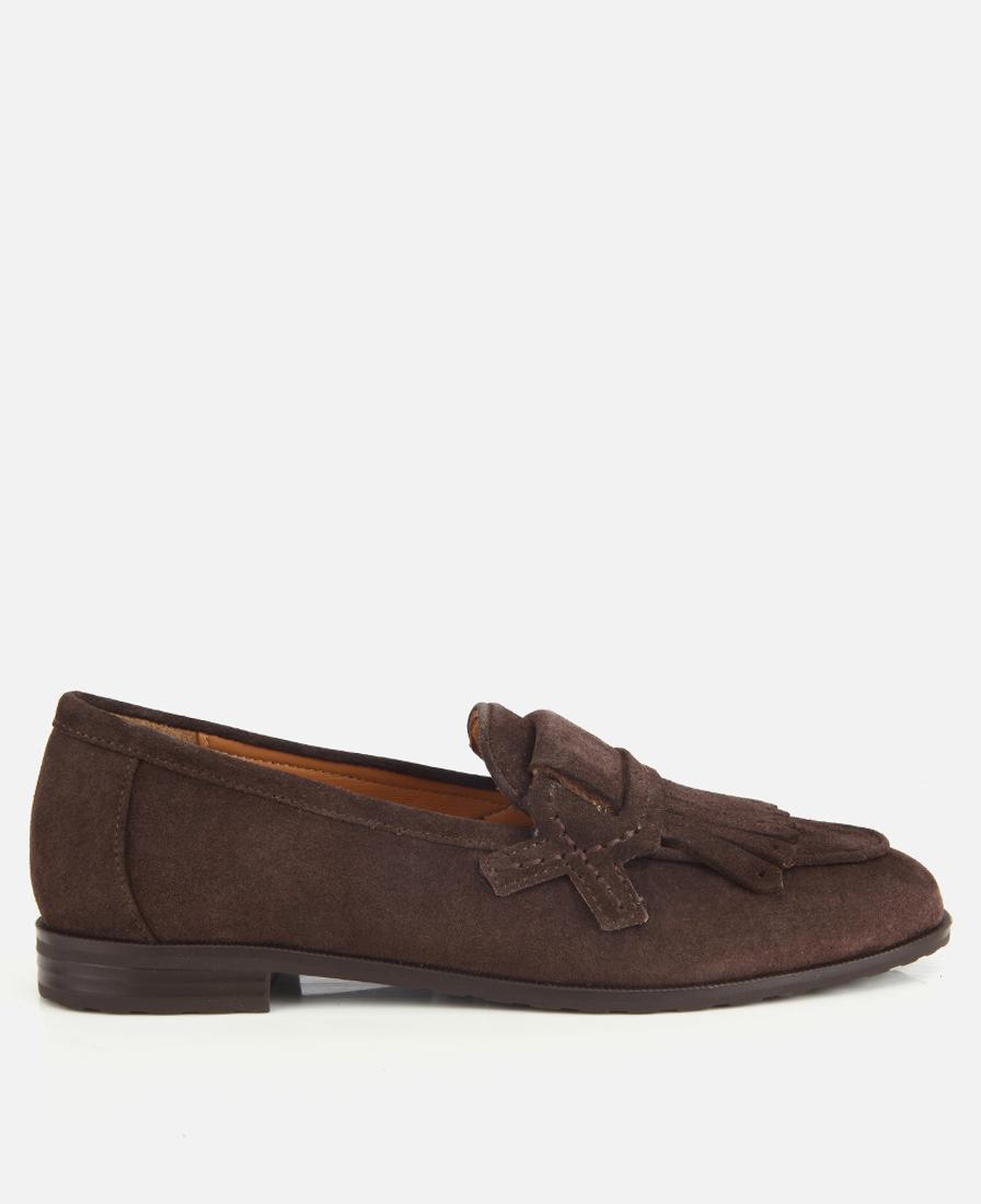 Kadın Süet Deri Kahverengi Püskül Detaylı Klasik Loafer