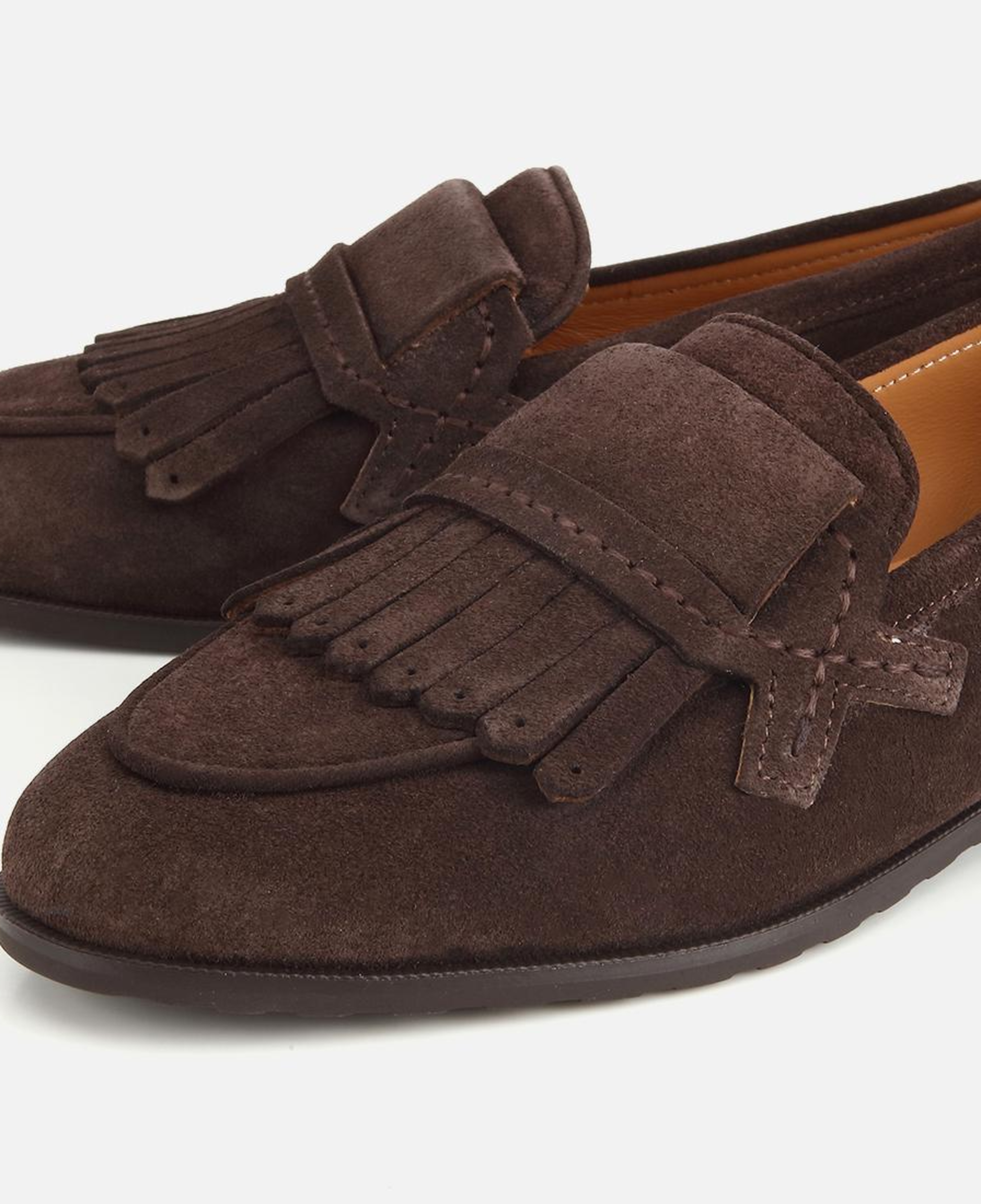 Kadın Süet Deri Kahverengi Püskül Detaylı Klasik Loafer