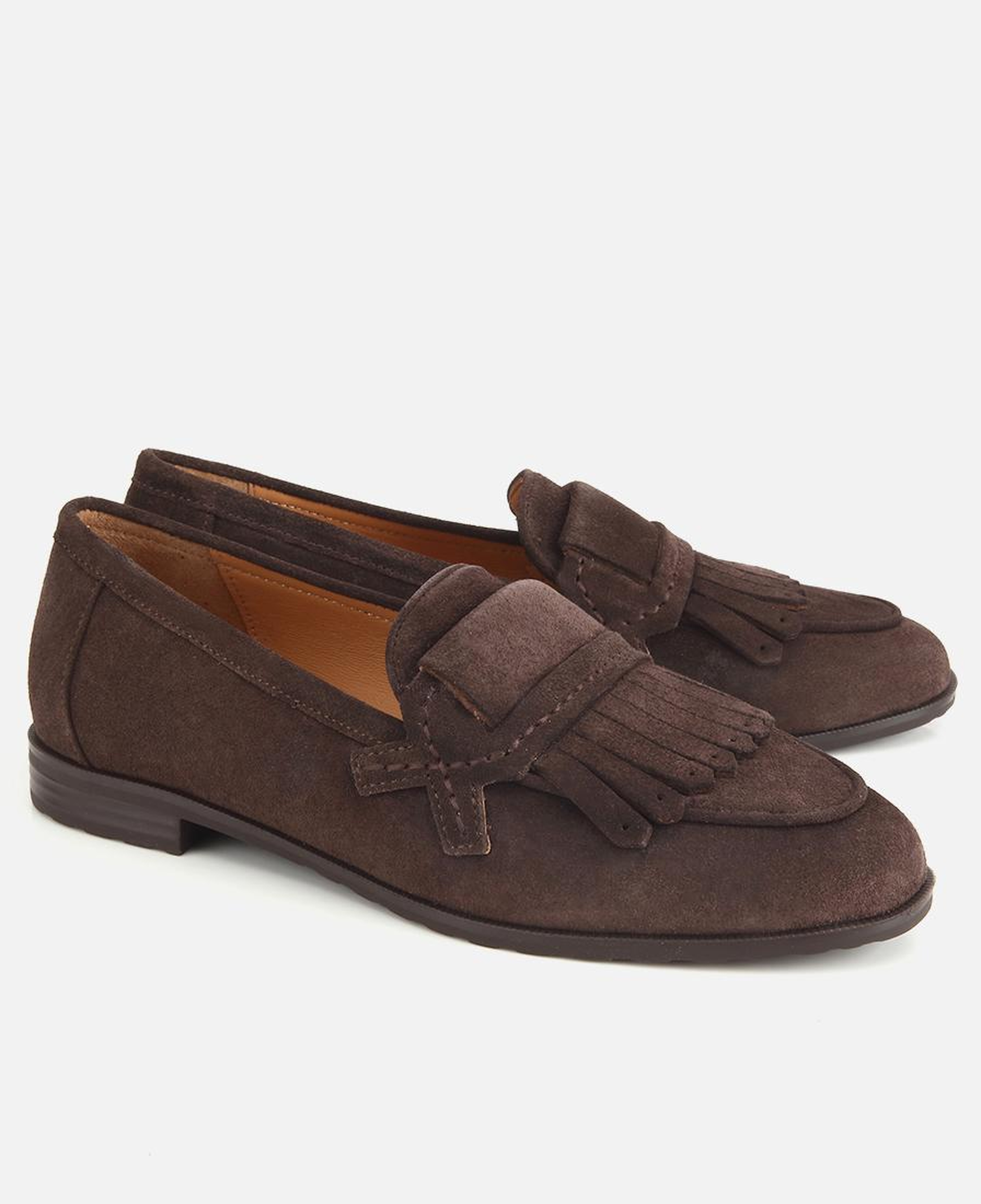 Kadın Süet Deri Kahverengi Püskül Detaylı Klasik Loafer