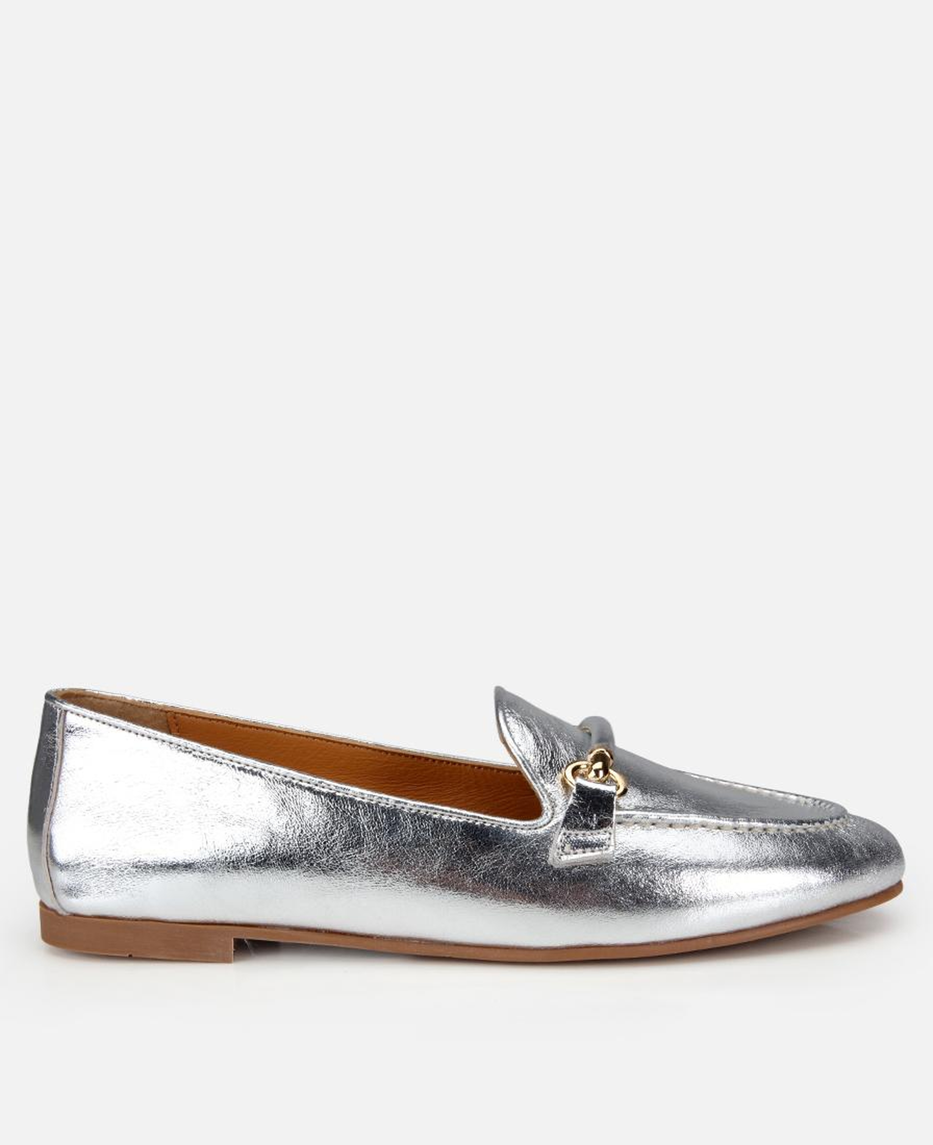 Kadın Deri Lame Metalik Klasik Loafer