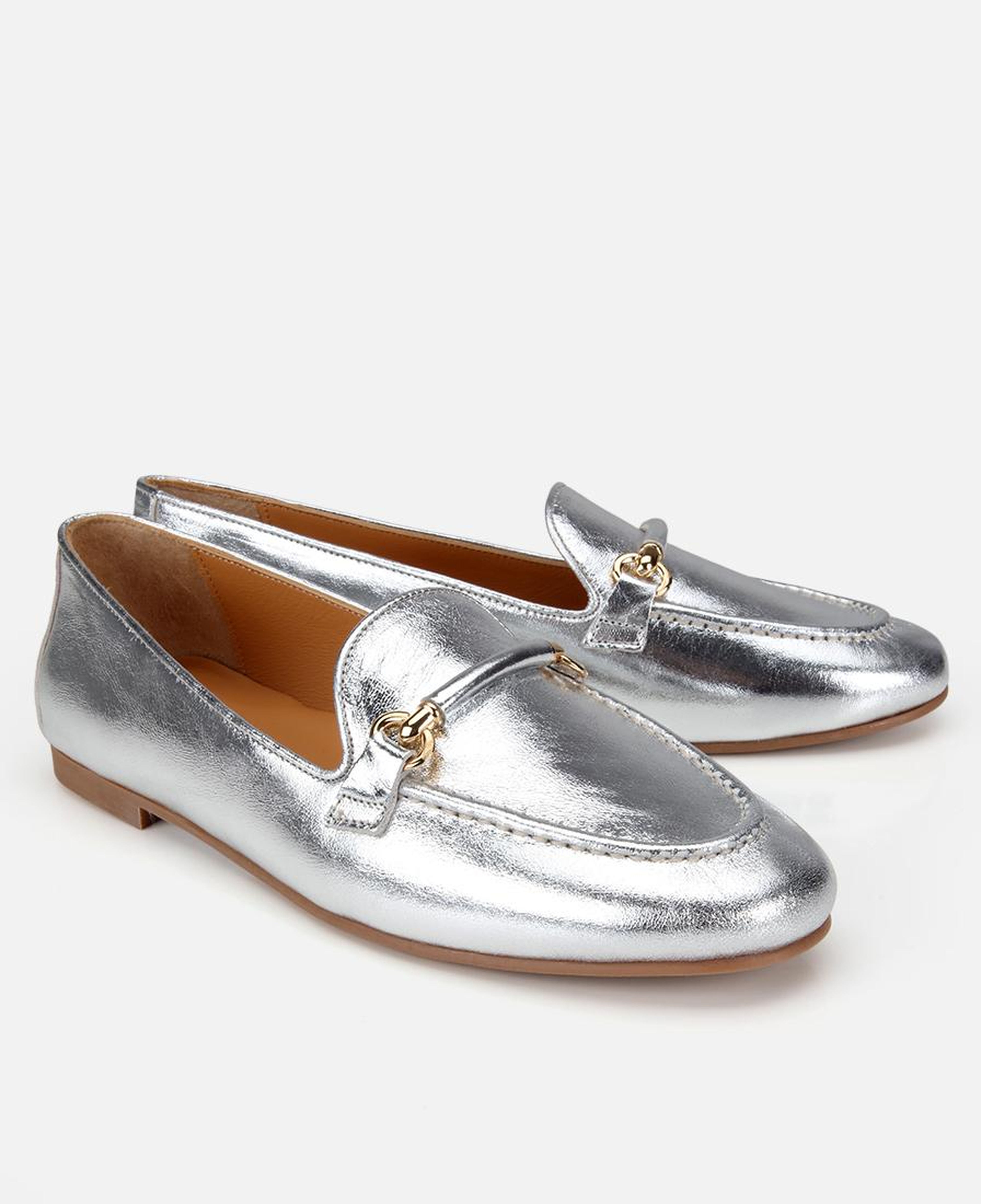 Kadın Deri Lame Metalik Klasik Loafer