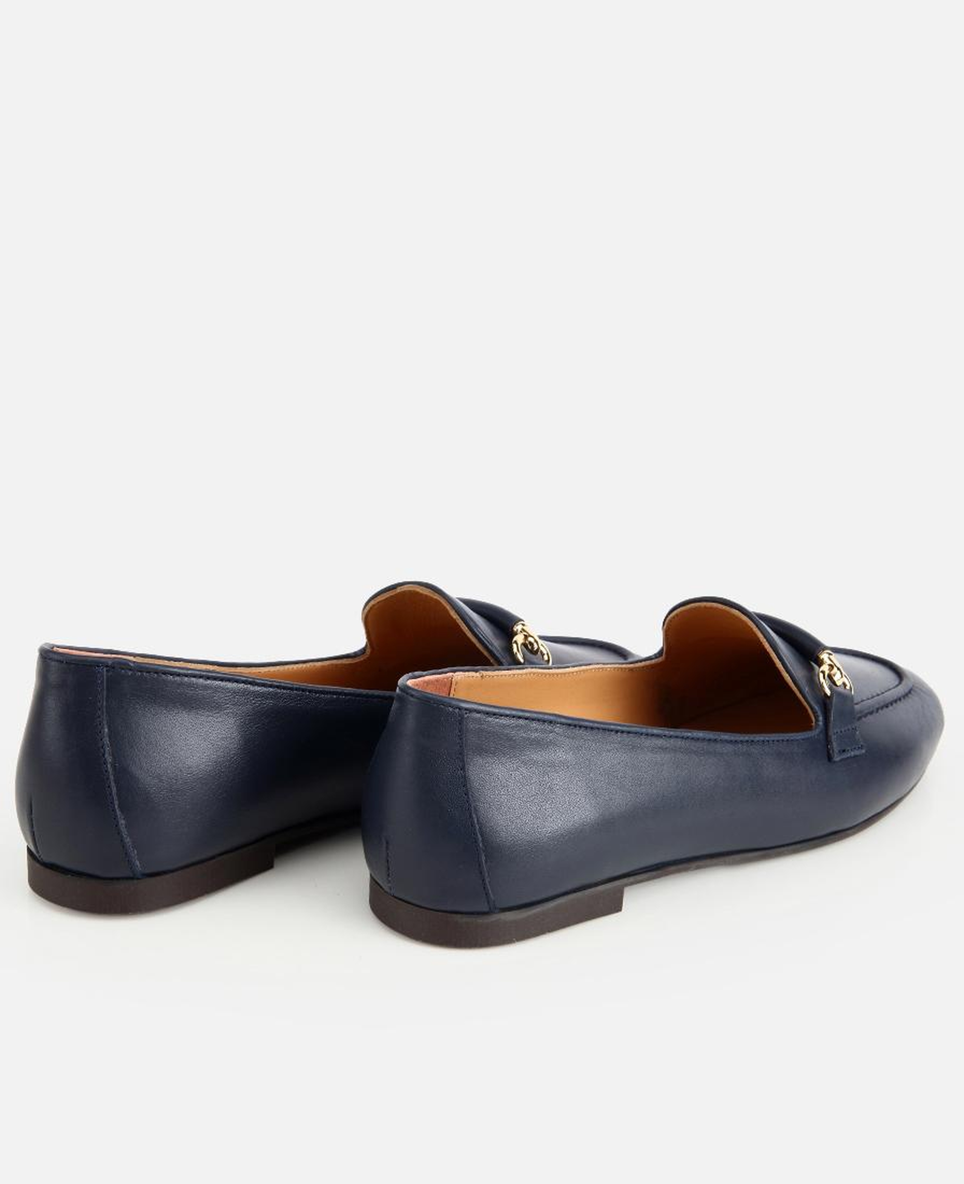 Kadın Deri Lacivert Toka Detaylı Klasik Loafer