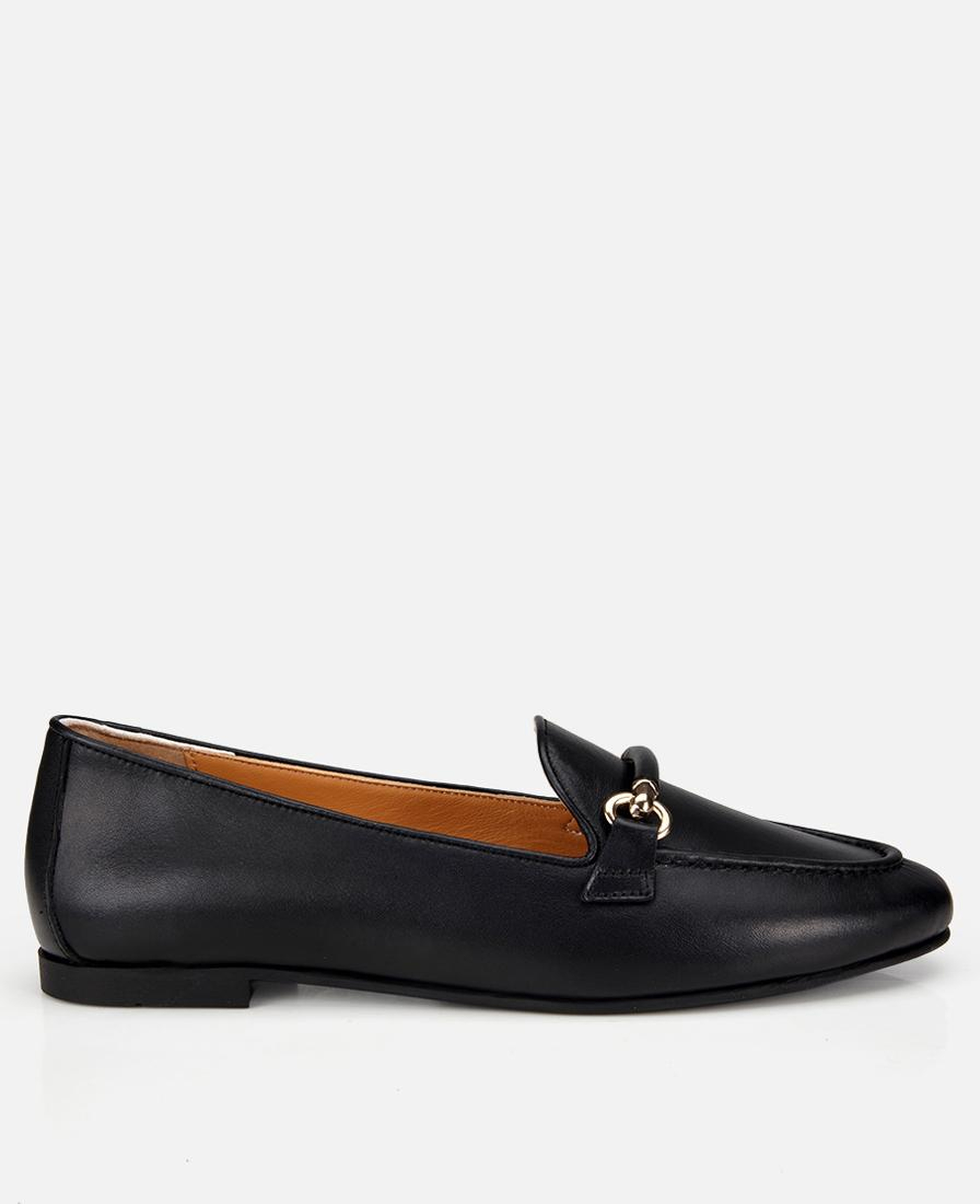 Kadın Deri Siyah Toka Detaylı Klasik Loafer