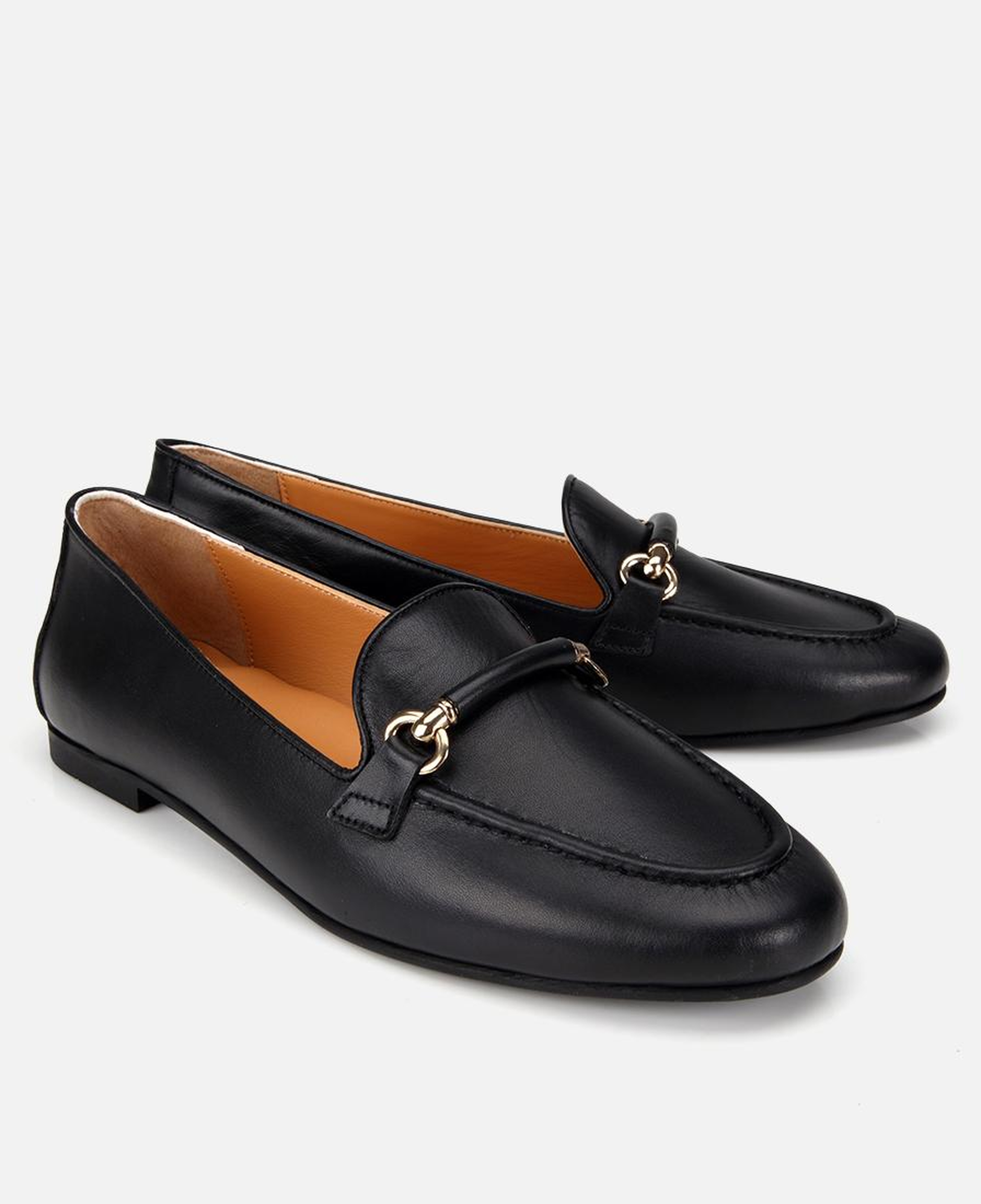 Kadın Deri Siyah Toka Detaylı Klasik Loafer