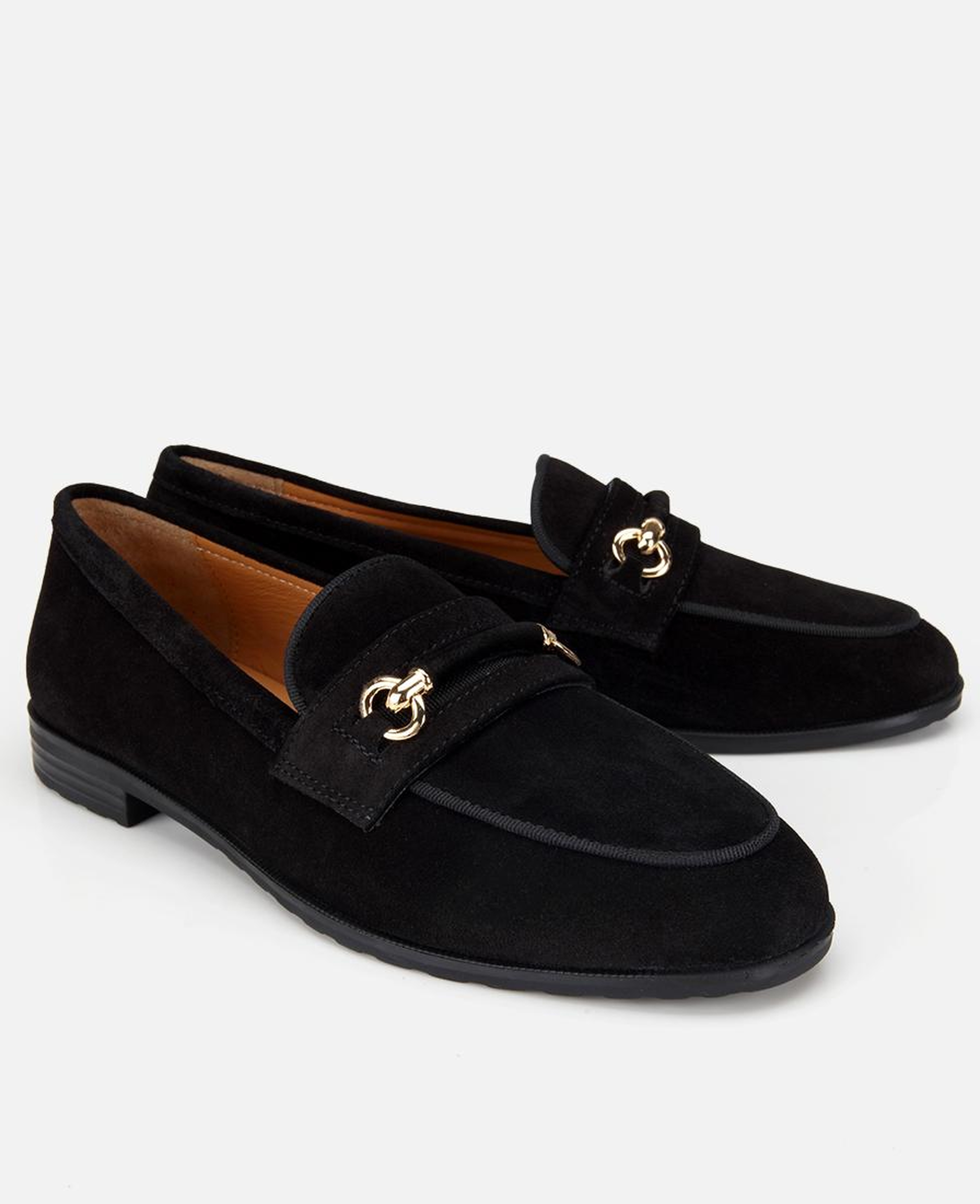 Kadın Süet Deri Siyah Tokalı Klasik Loafer