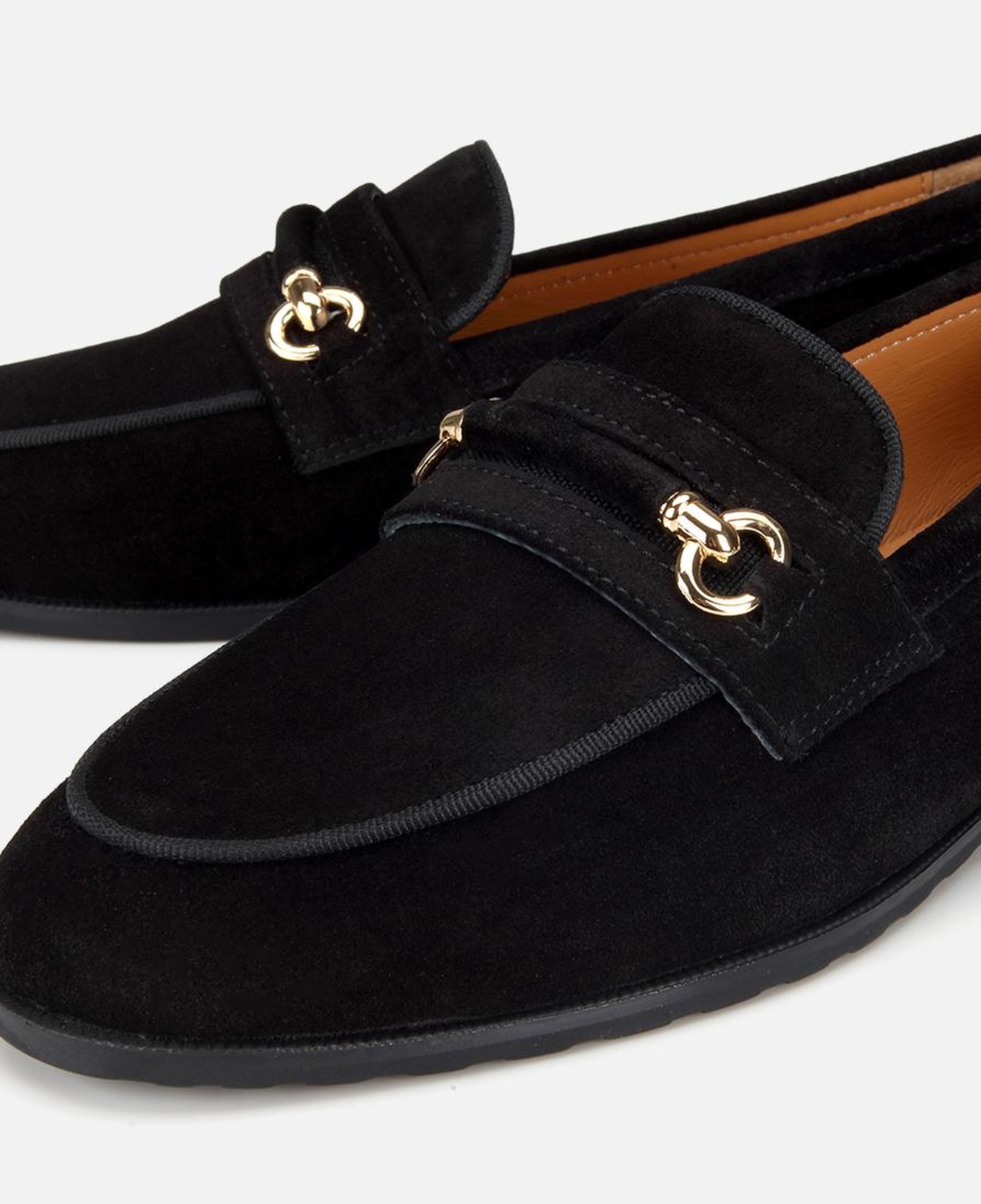 Kadın Süet Deri Siyah Tokalı Klasik Loafer