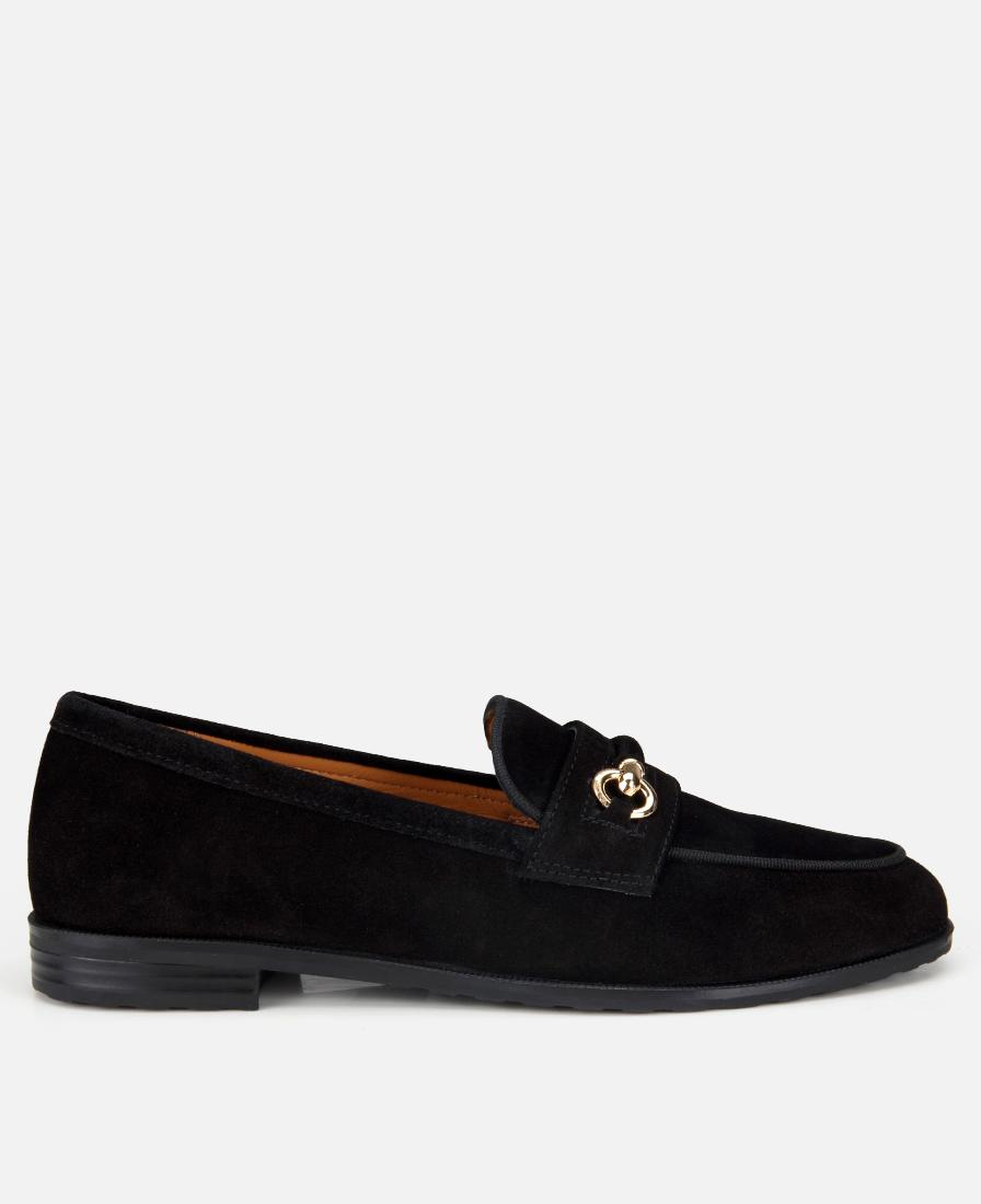 Kadın Süet Deri Siyah Tokalı Klasik Loafer