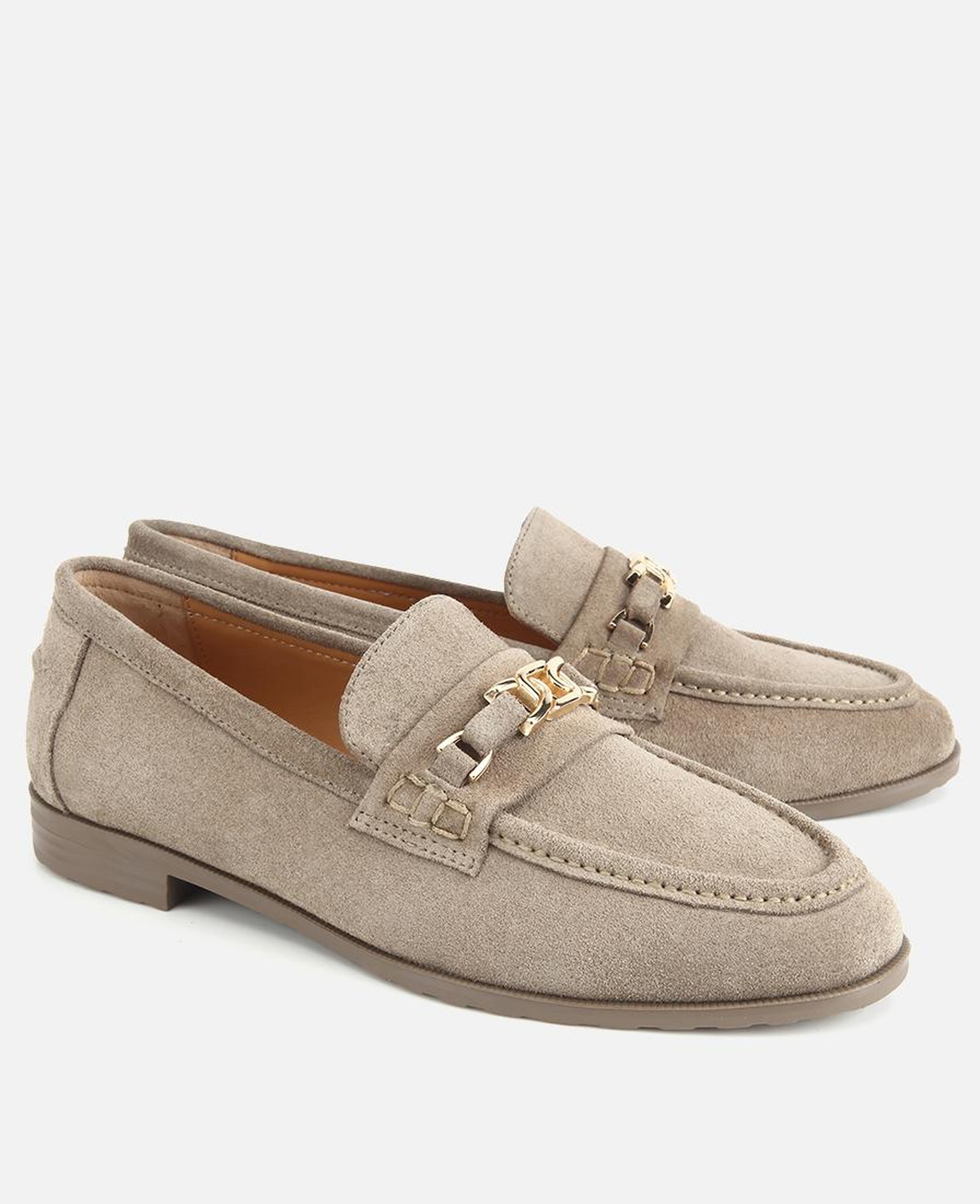 Kadın Süet Deri Açık Yeşil Toka Detaylı Klasik Loafer