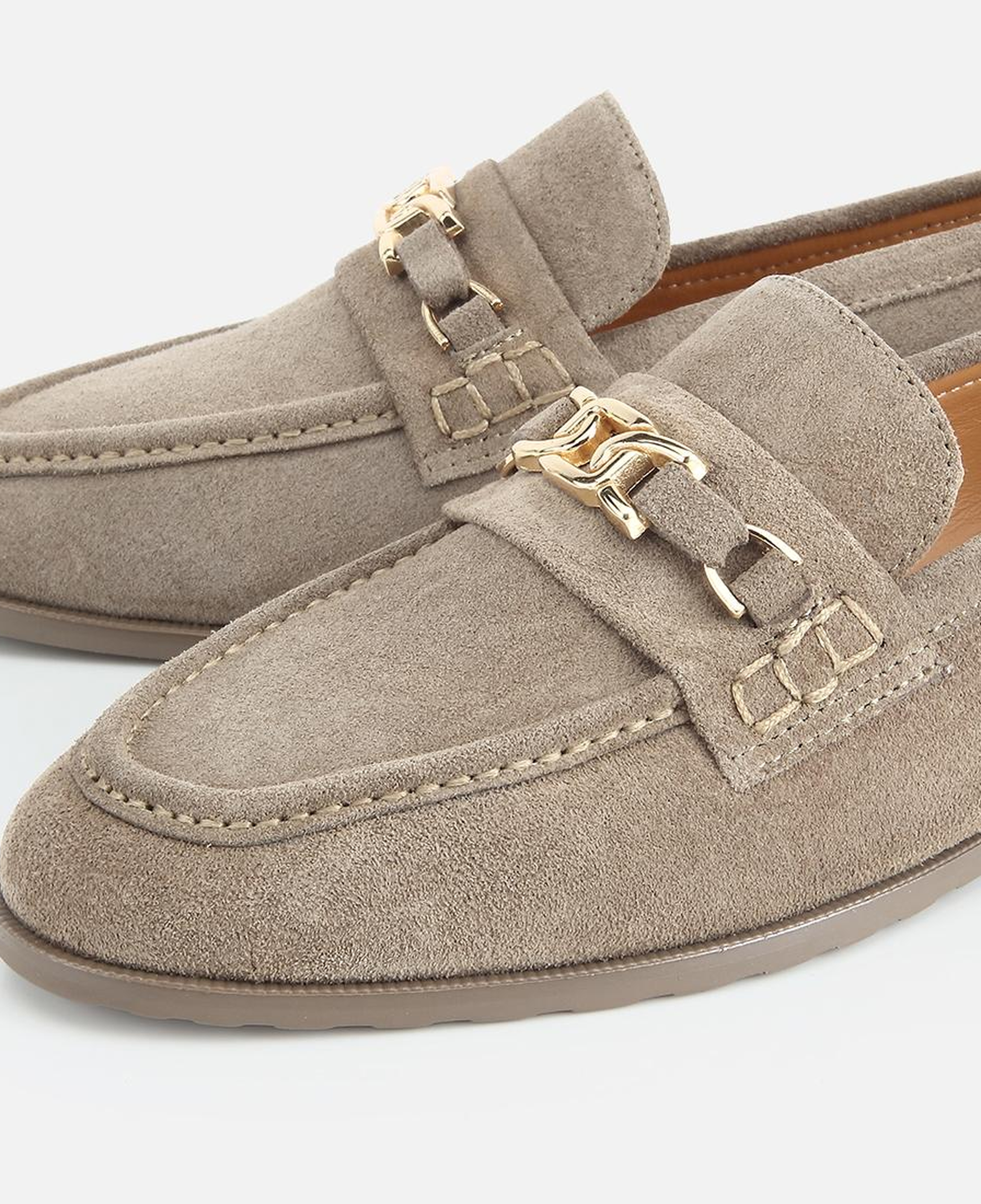 Kadın Süet Deri Açık Yeşil Toka Detaylı Klasik Loafer