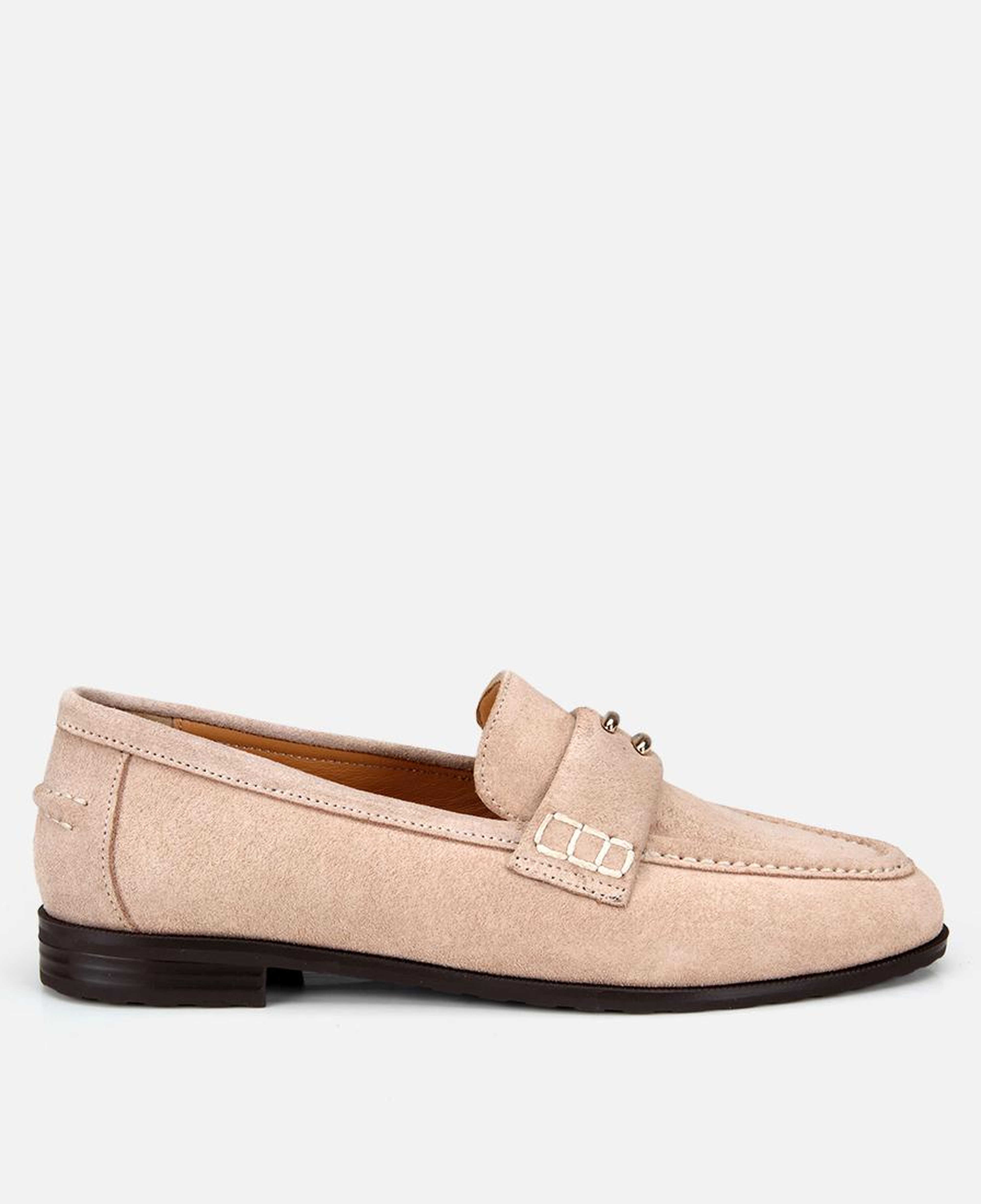 Kadın Süet Deri Bej Toka Detaylı Klasik Loafer