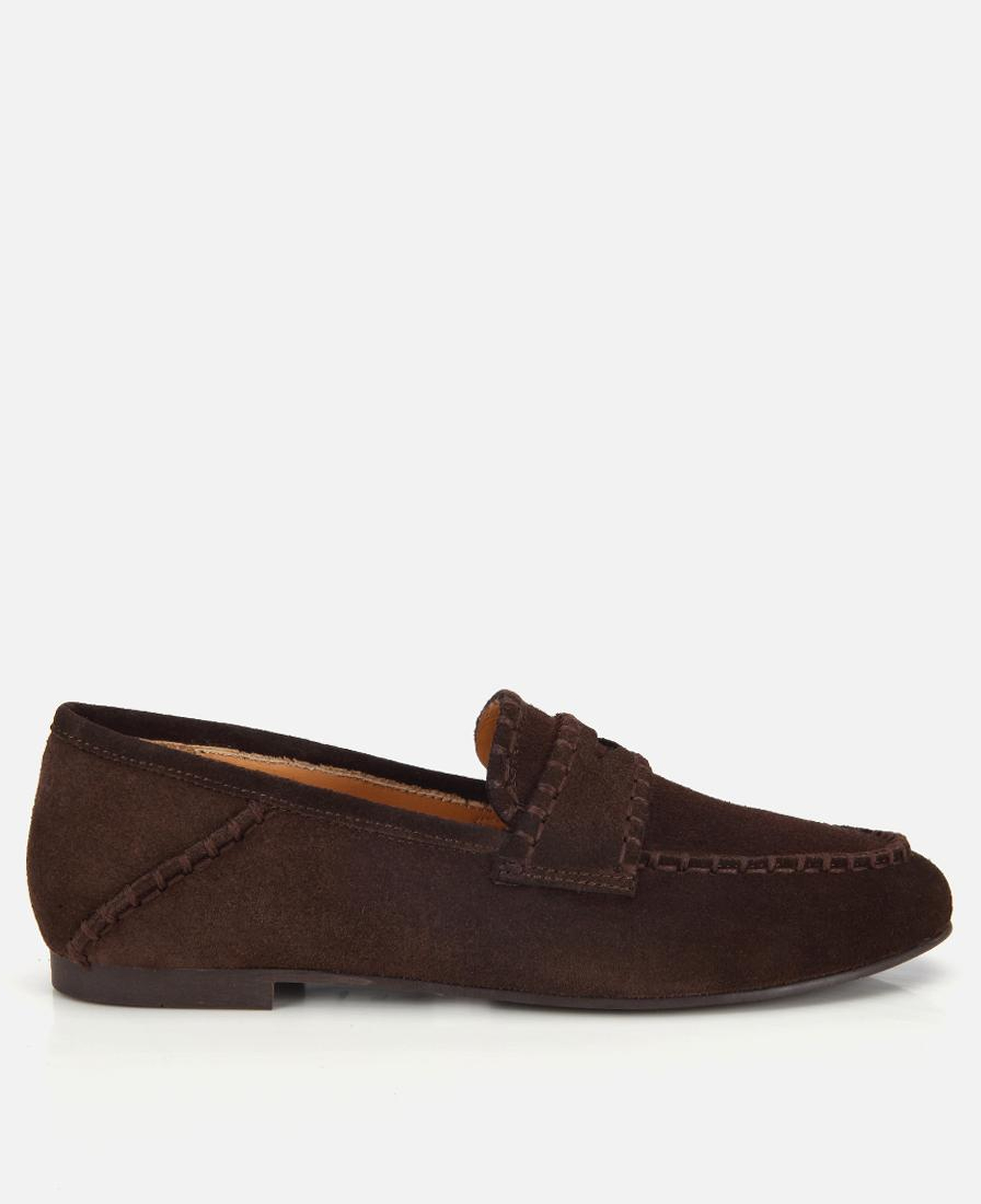 Kadın Süet Deri Kahverengi Dikiş Detaylı Günlük Loafer