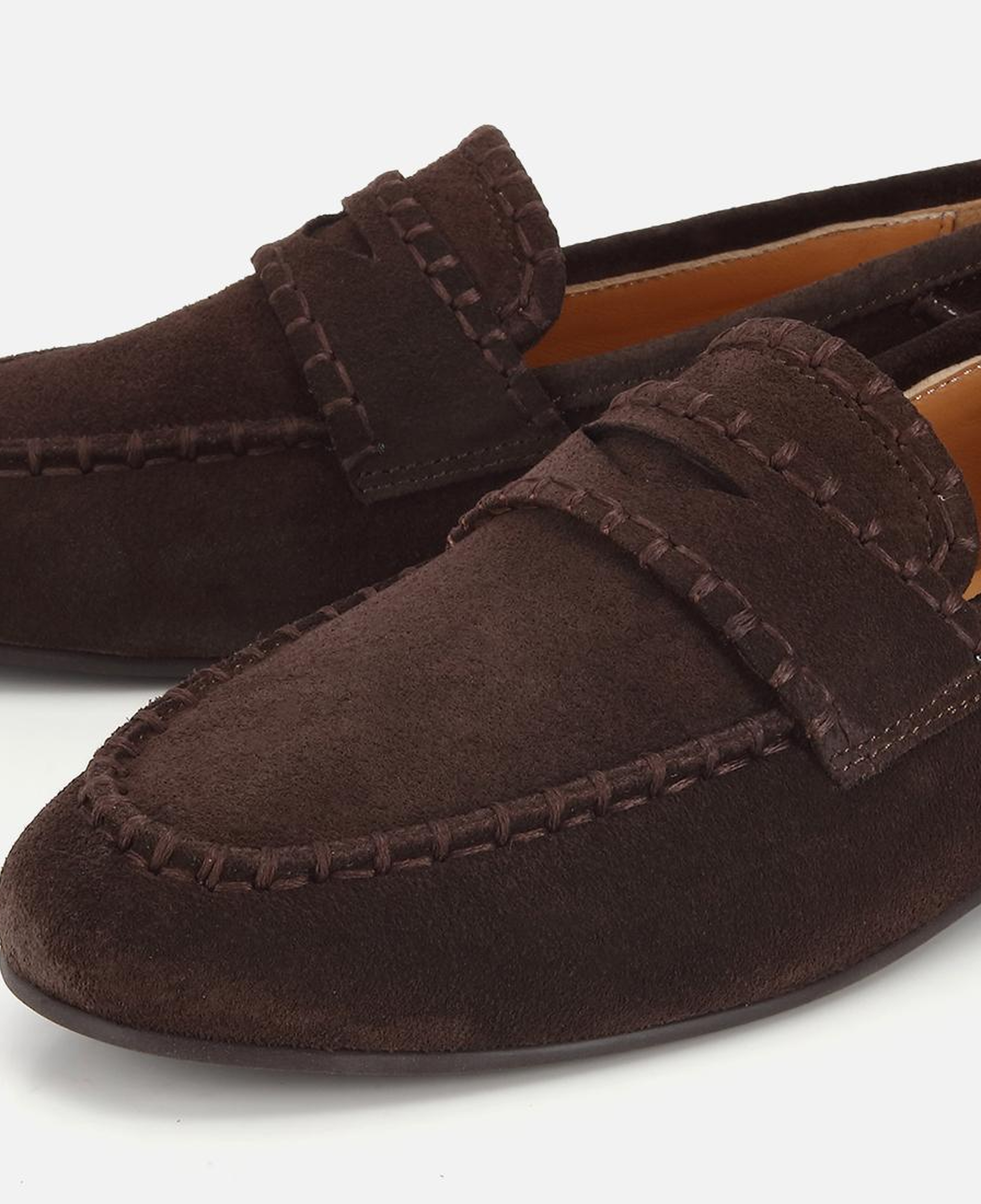 Kadın Süet Deri Kahverengi Dikiş Detaylı Günlük Loafer