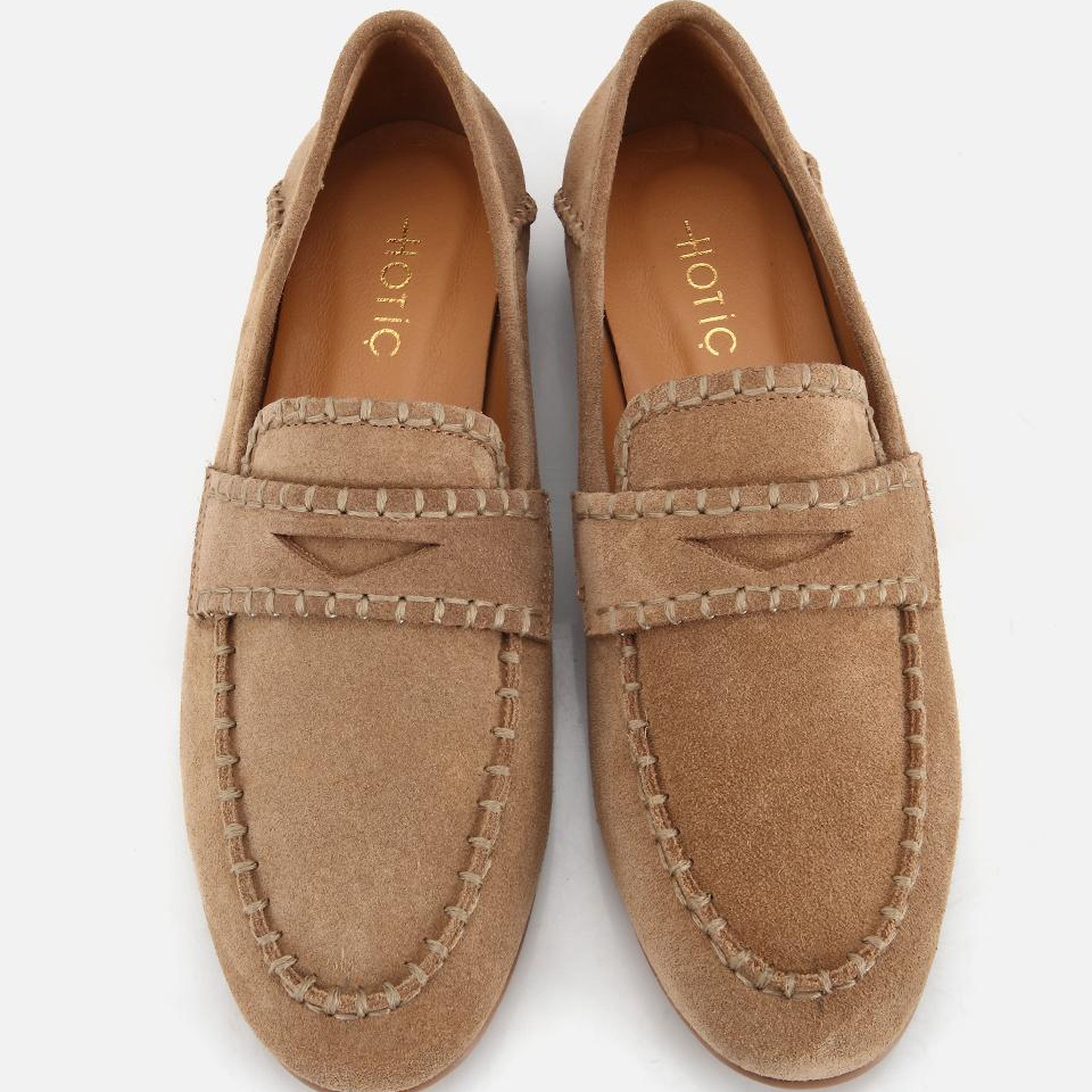 Kadın Süet Deri Bej Dikiş Detaylı Günlük Loafer