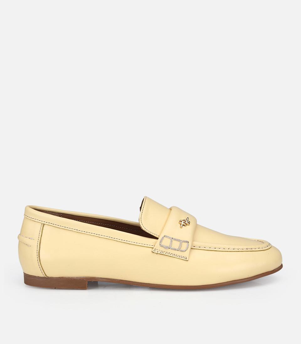 Kadın Deri Sarı Yumuşak Dokulu Klasik Loafer