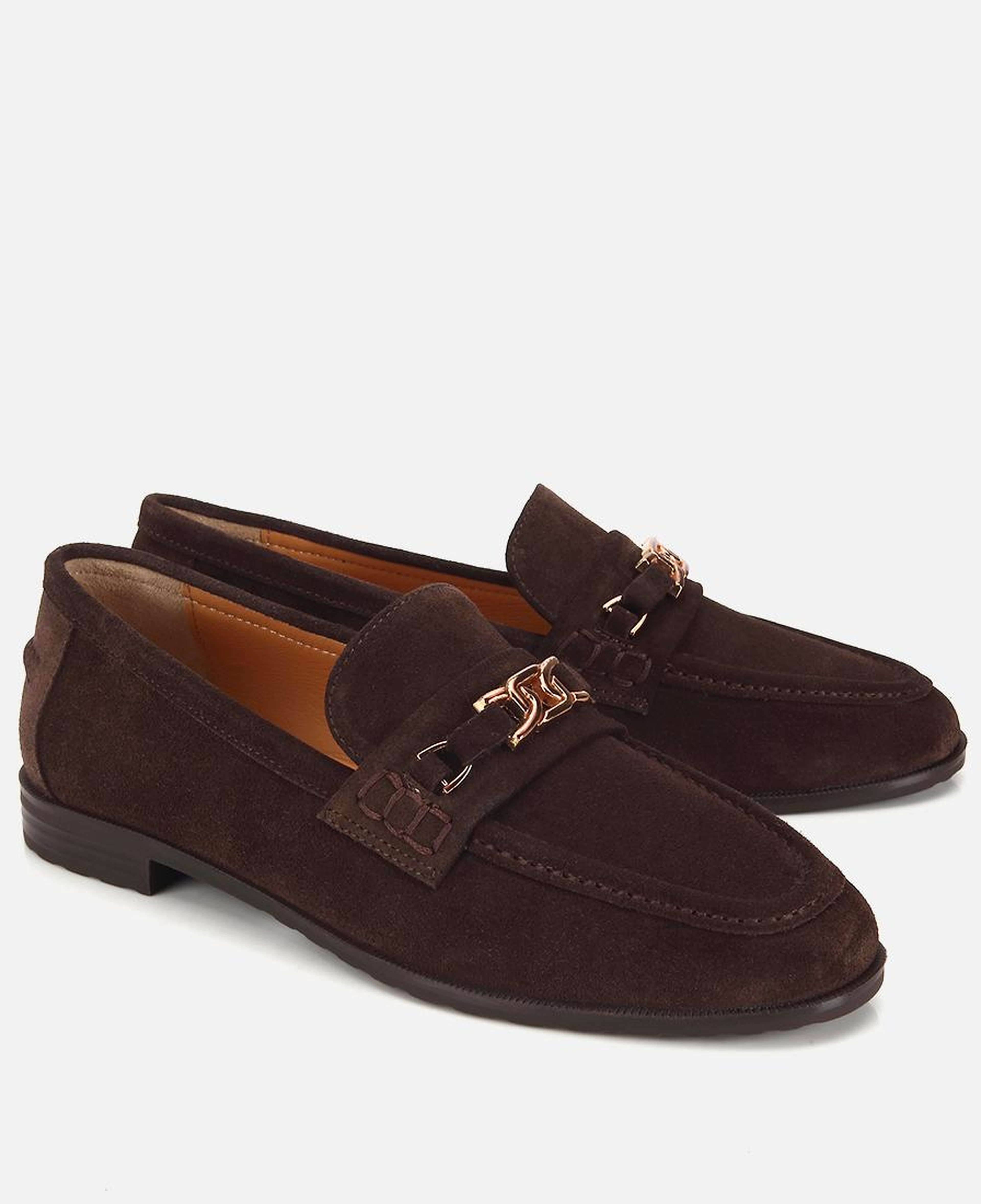 Kadın Süet Deri Kahverengi Toka Detaylı Klasik Loafer