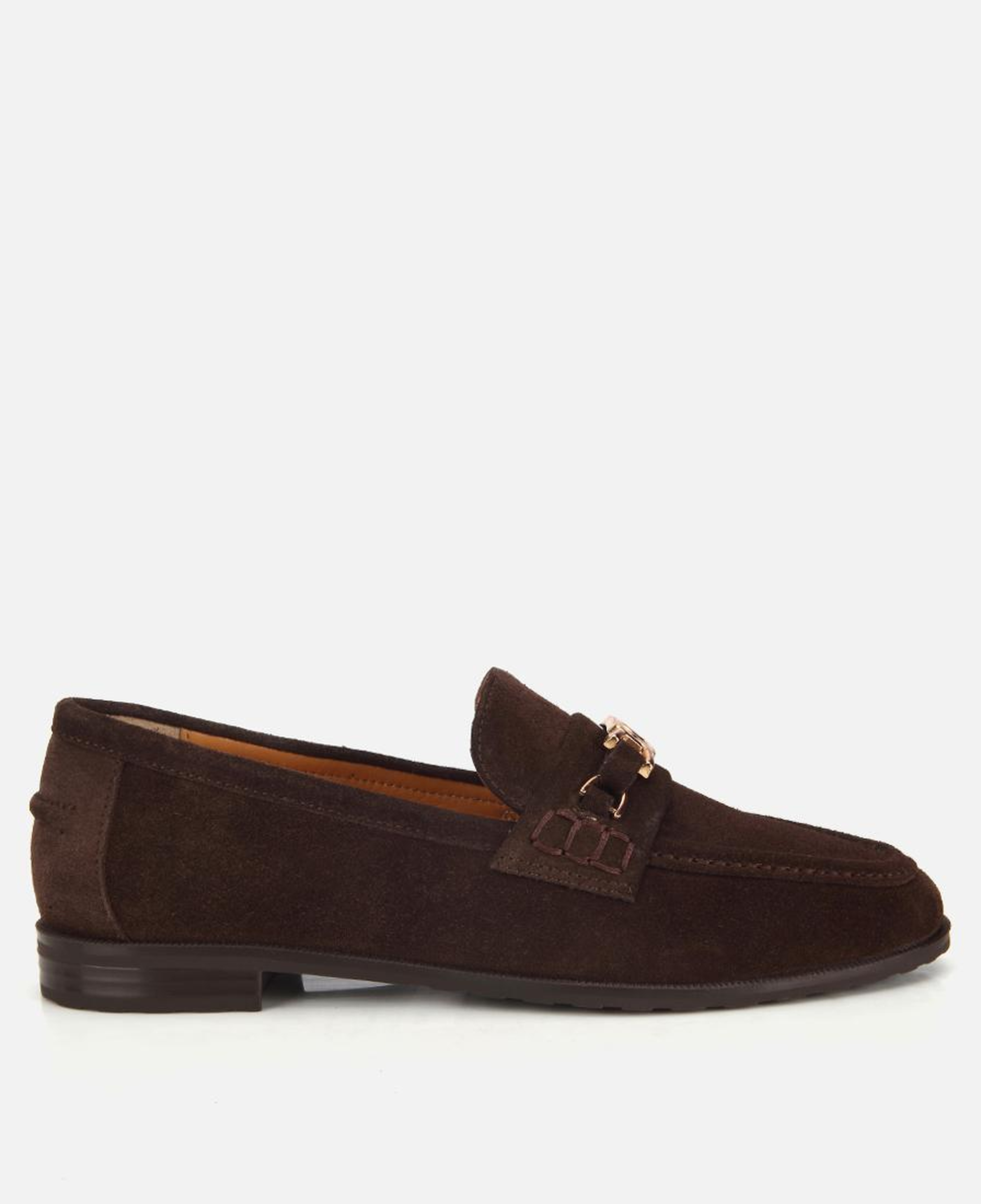 Kadın Süet Deri Kahverengi Toka Detaylı Klasik Loafer