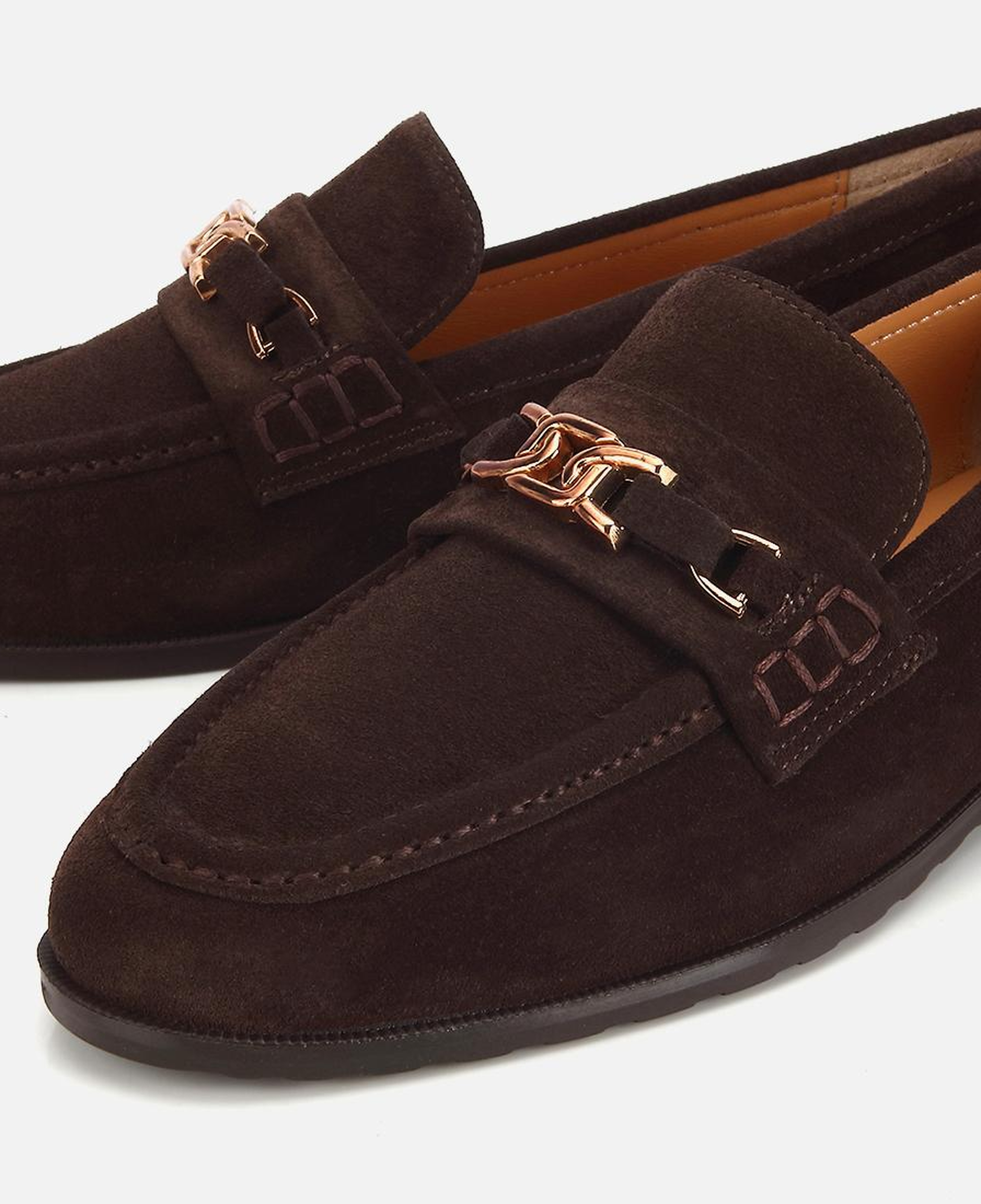 Kadın Süet Deri Kahverengi Toka Detaylı Klasik Loafer