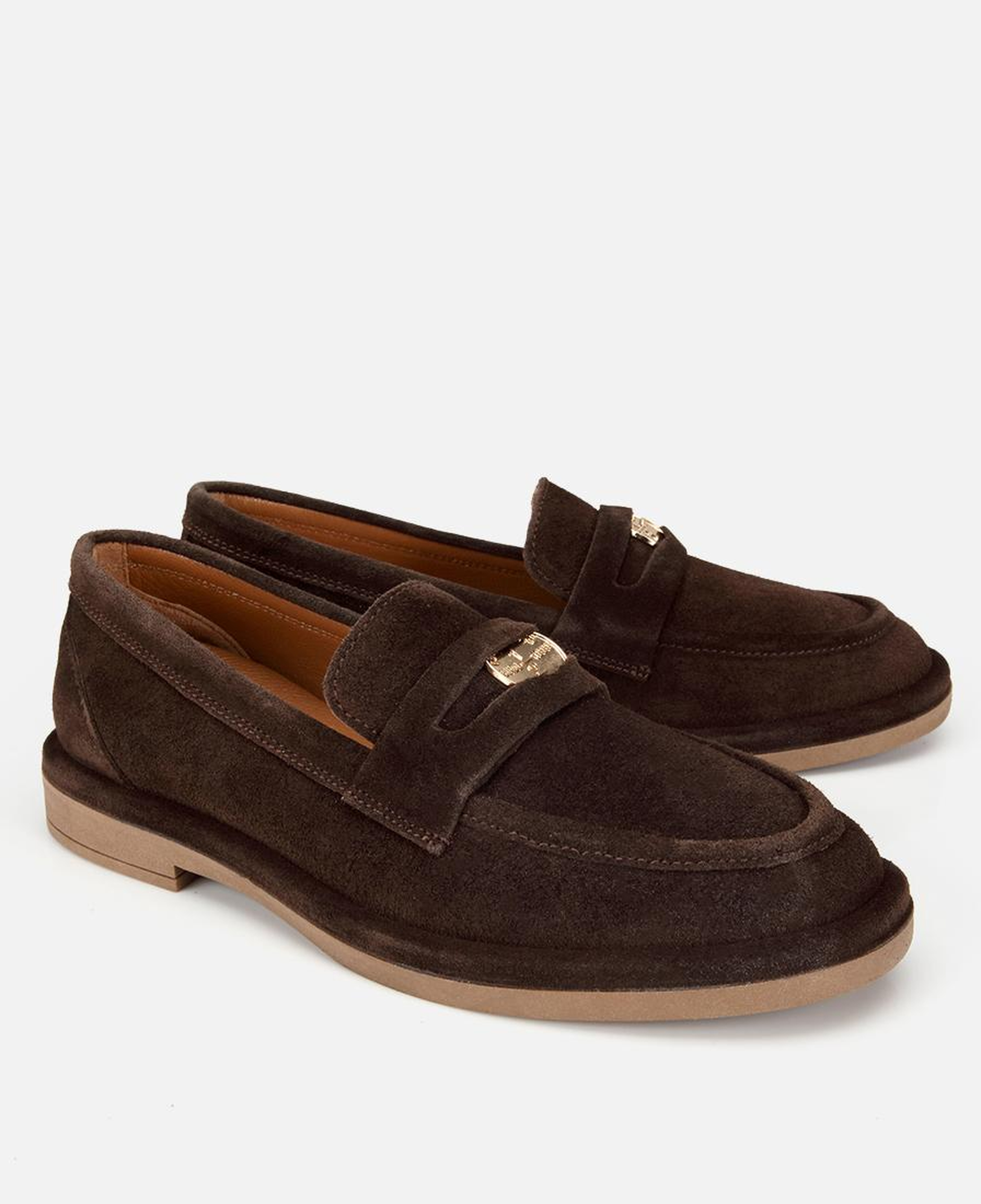 Kadın Süet Deri Kahverengi Tokalı Klasik Loafer