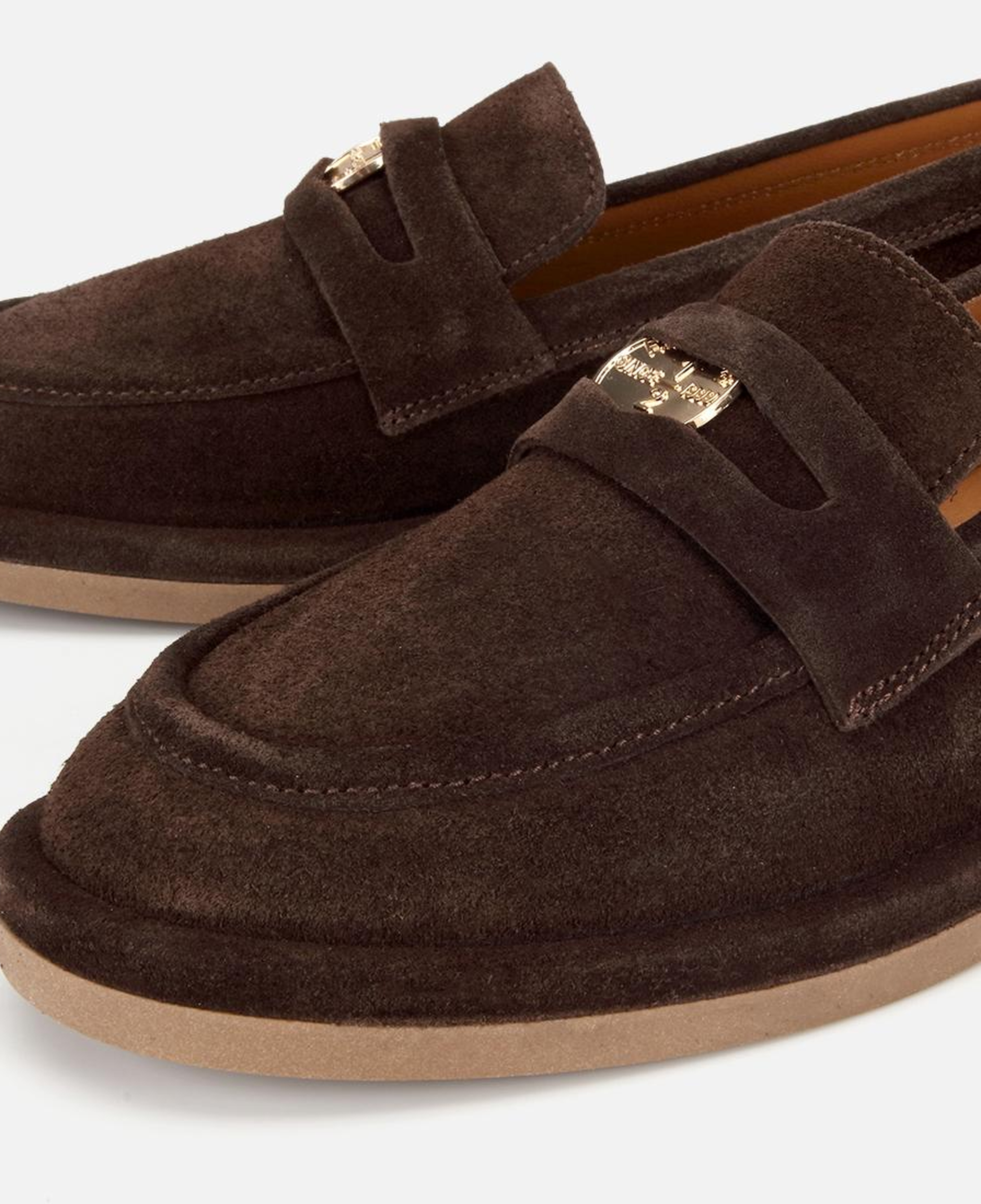 Kadın Süet Deri Kahverengi Tokalı Klasik Loafer