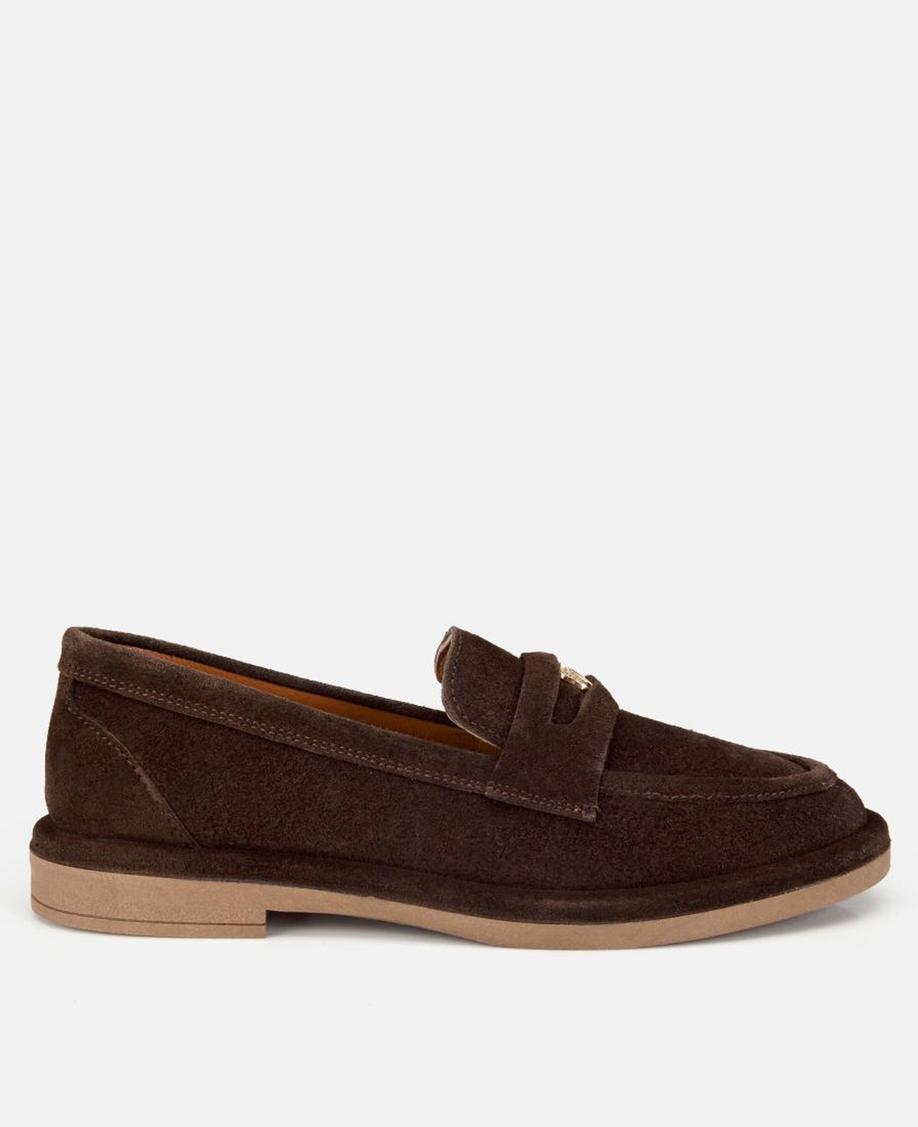Kadın Süet Deri Kahverengi Tokalı Klasik Loafer