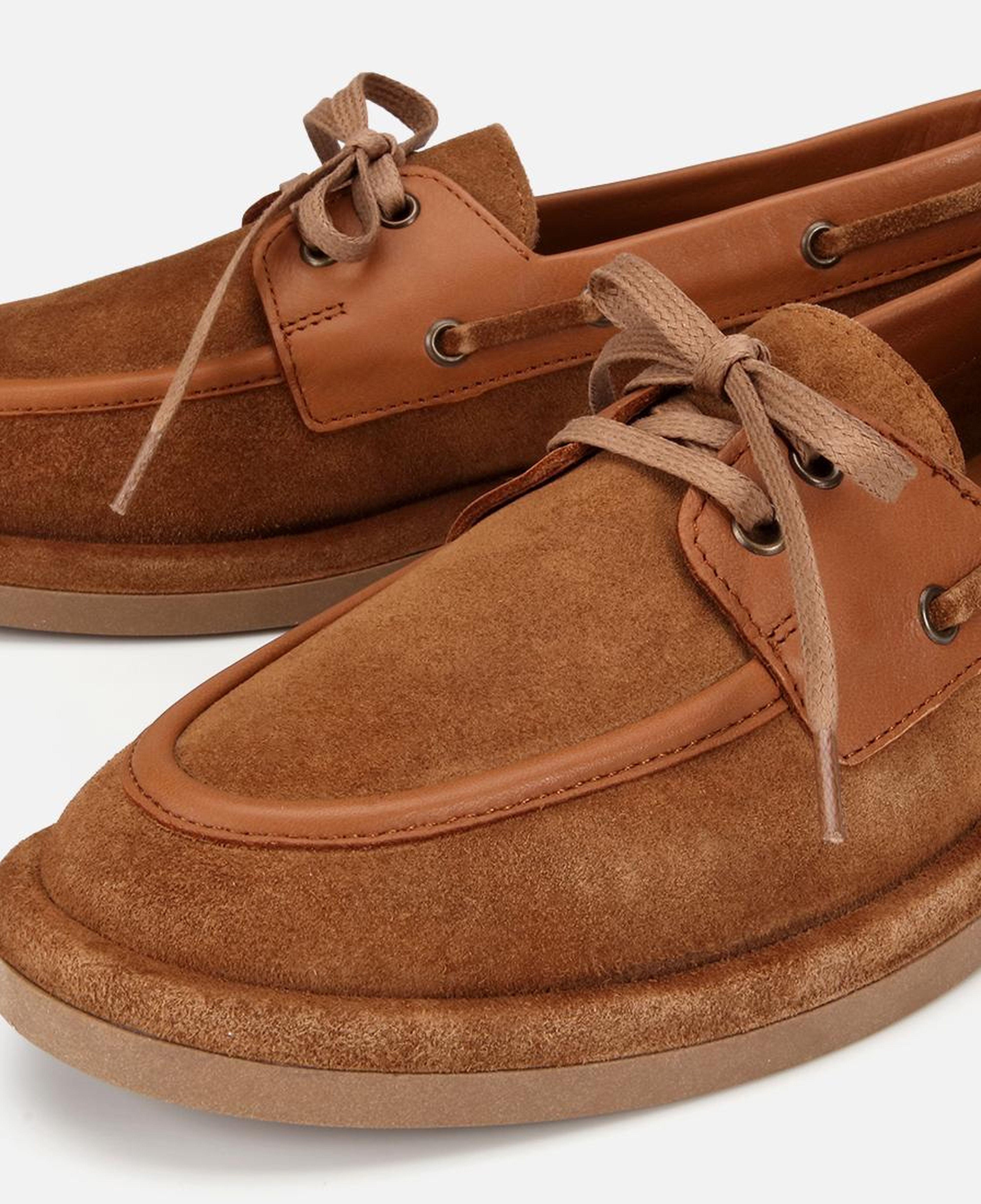 Kadın Süet Deri Taba Bağcık Detaylı Günlük Loafer