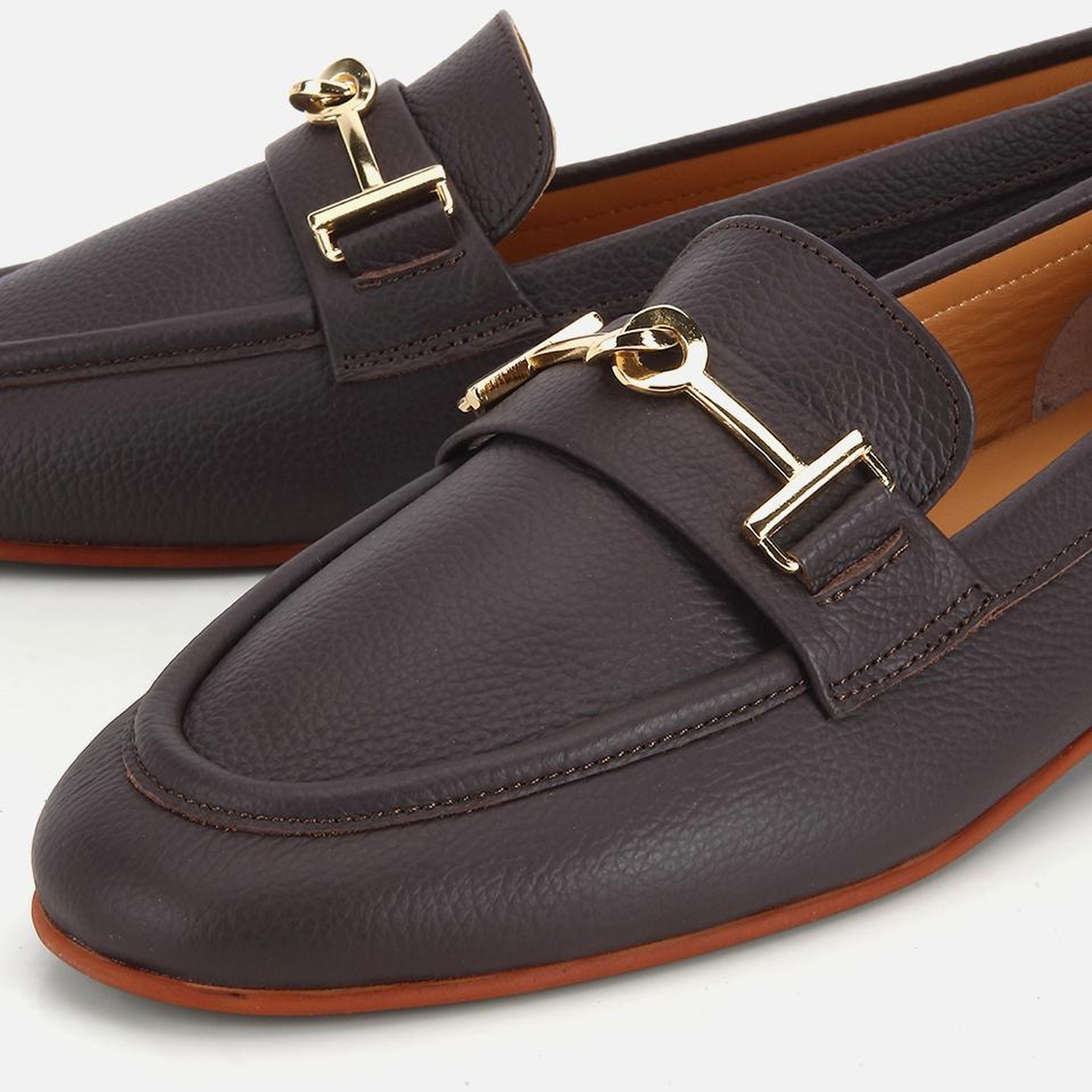 Kadın Deri Kahverengi Yumuşak Dokulu Tokalı Klasik Loafer