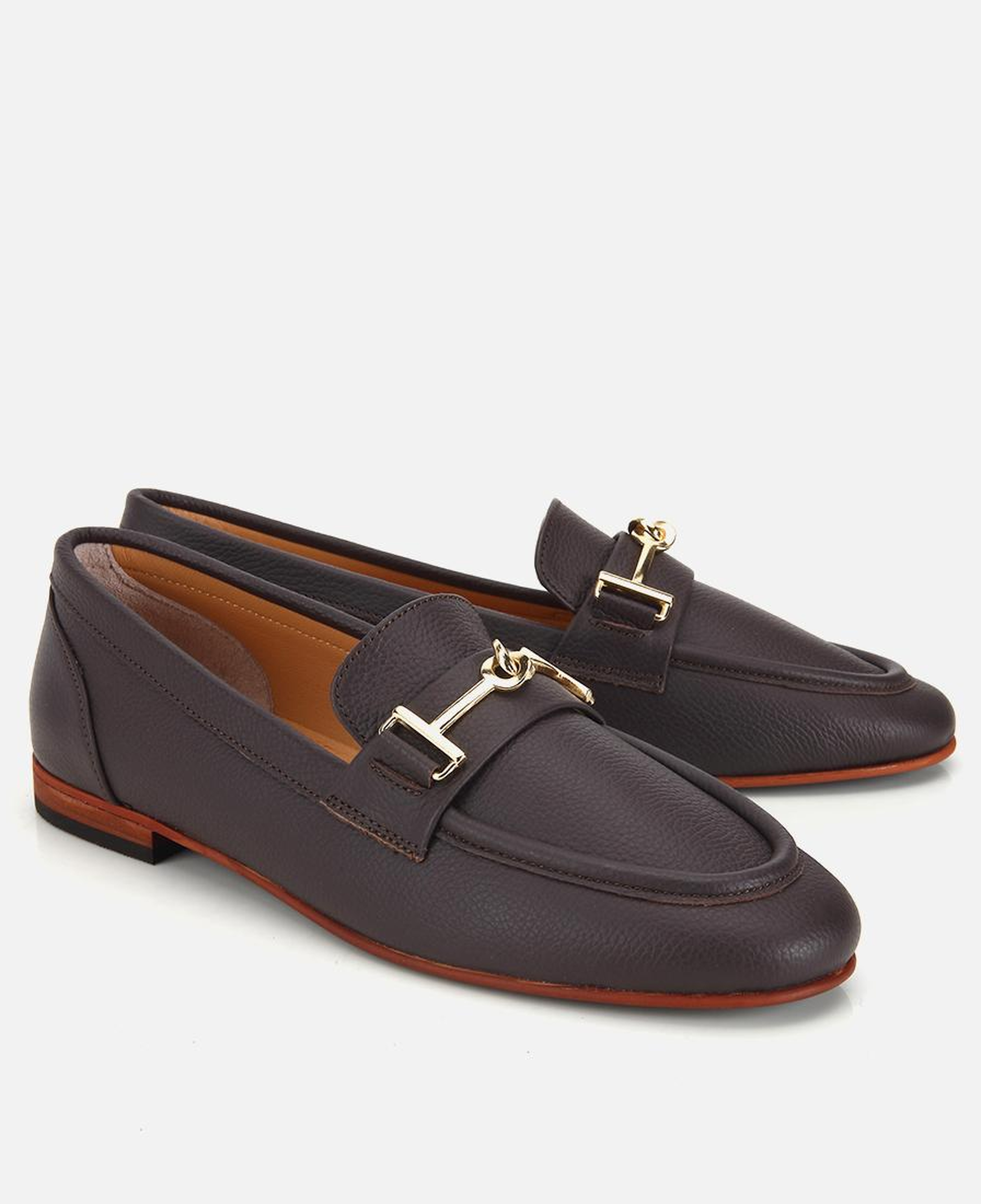 Kadın Deri Kahverengi Yumuşak Dokulu Tokalı Klasik Loafer