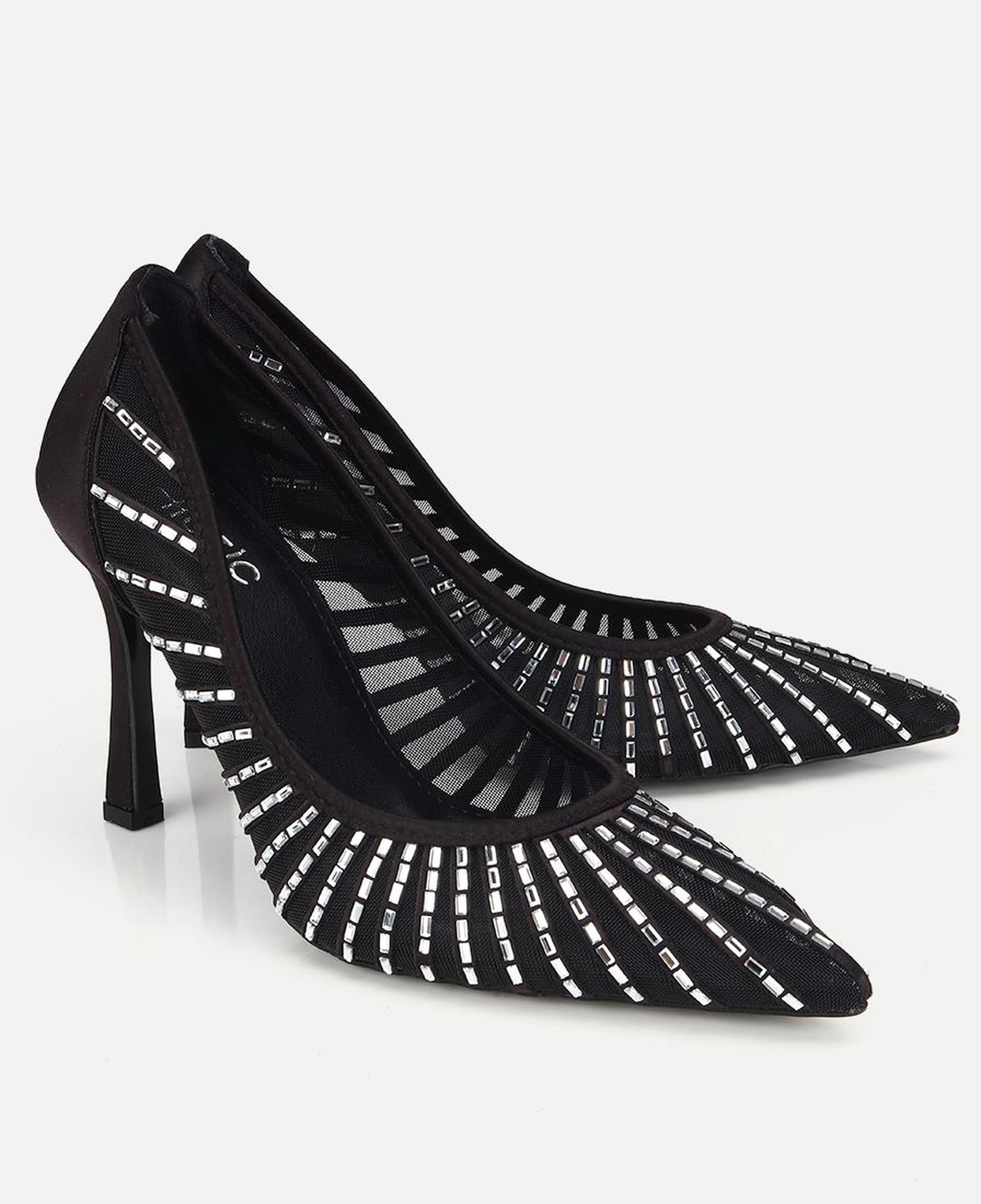 Kadın Siyah Tül Detaylı Taşlı Stiletto