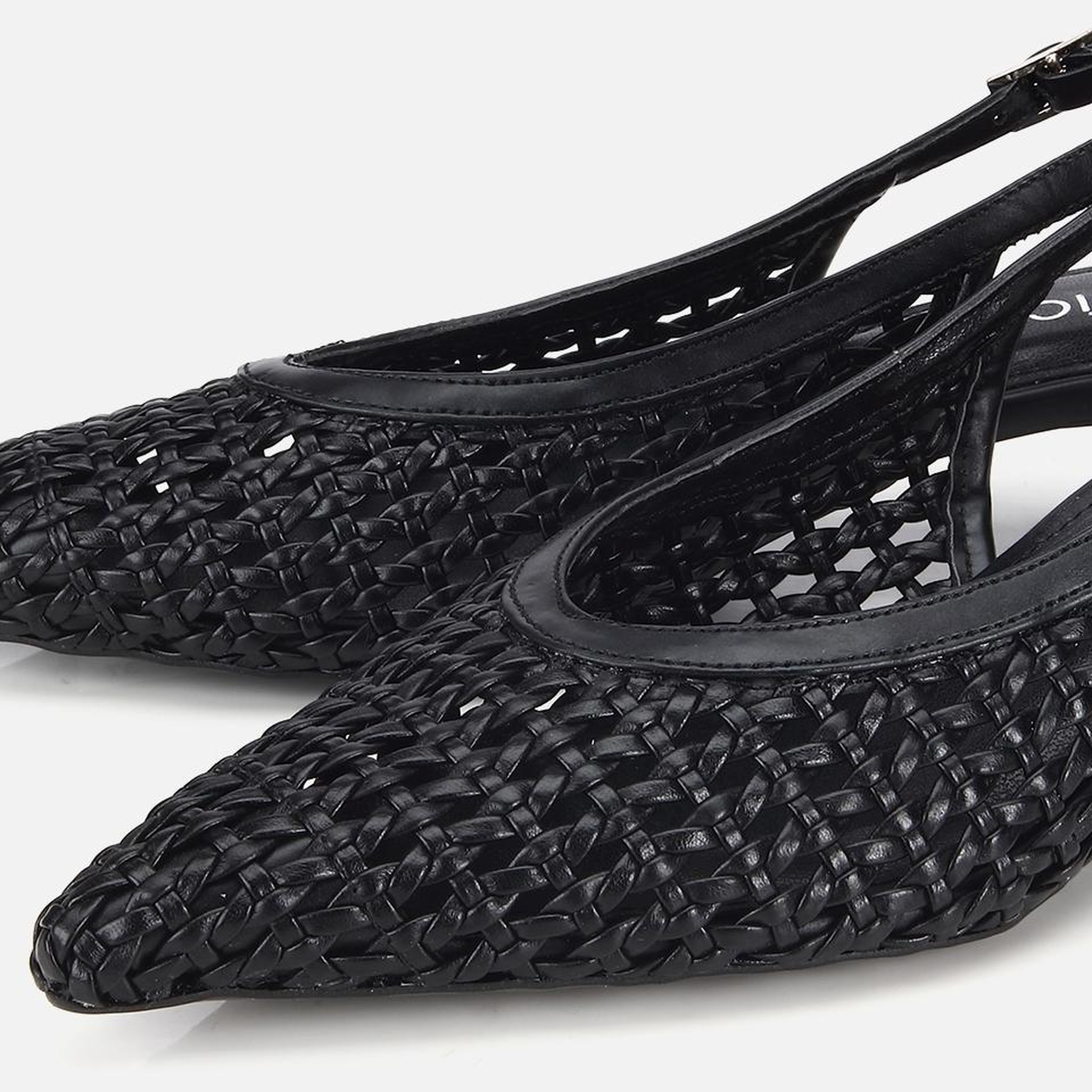 Kadın Siyah Örgü Detaylı Mini Topuklu Stiletto
