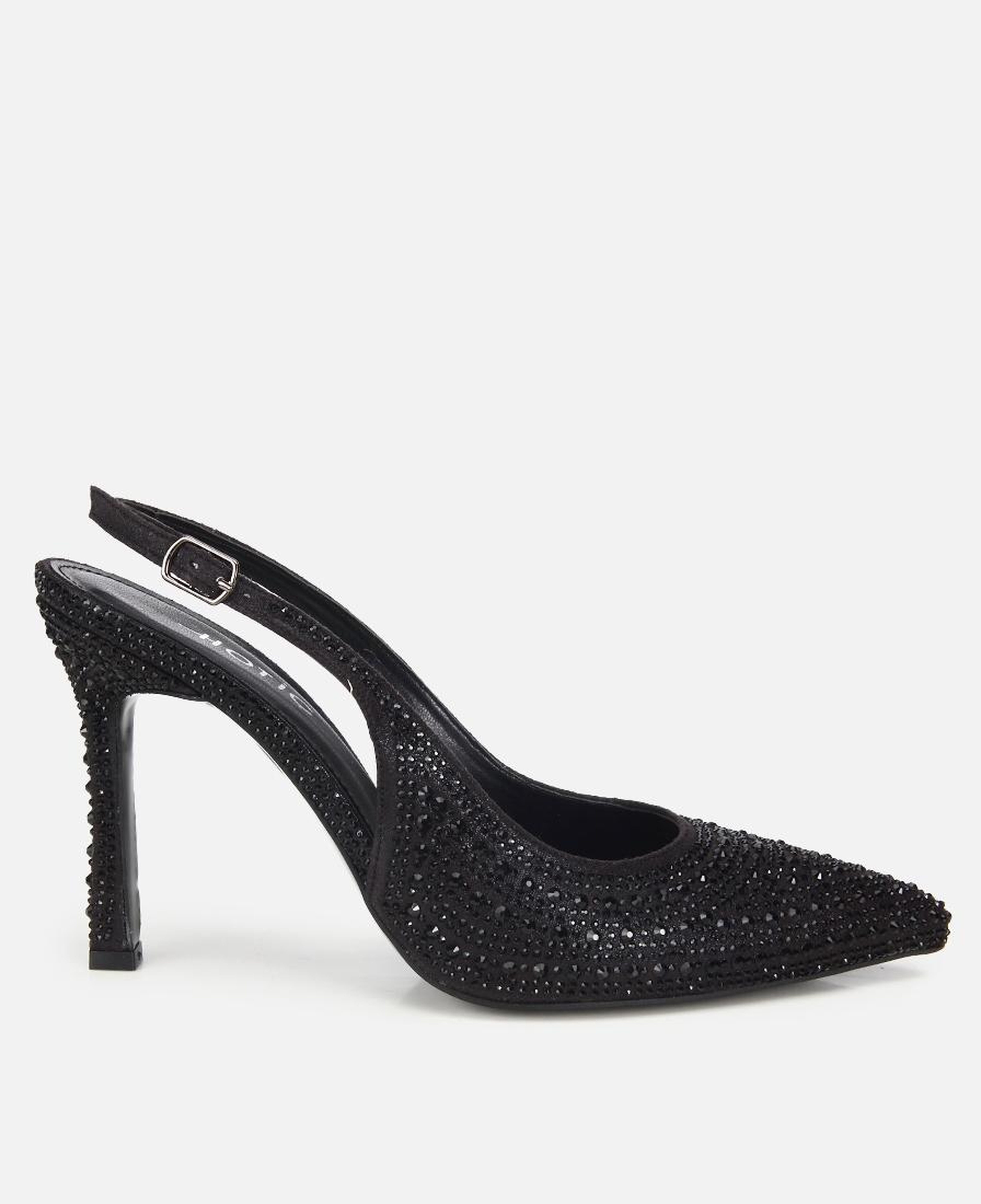 Kadın  Siyah Taşlı Arkası Açık Stiletto