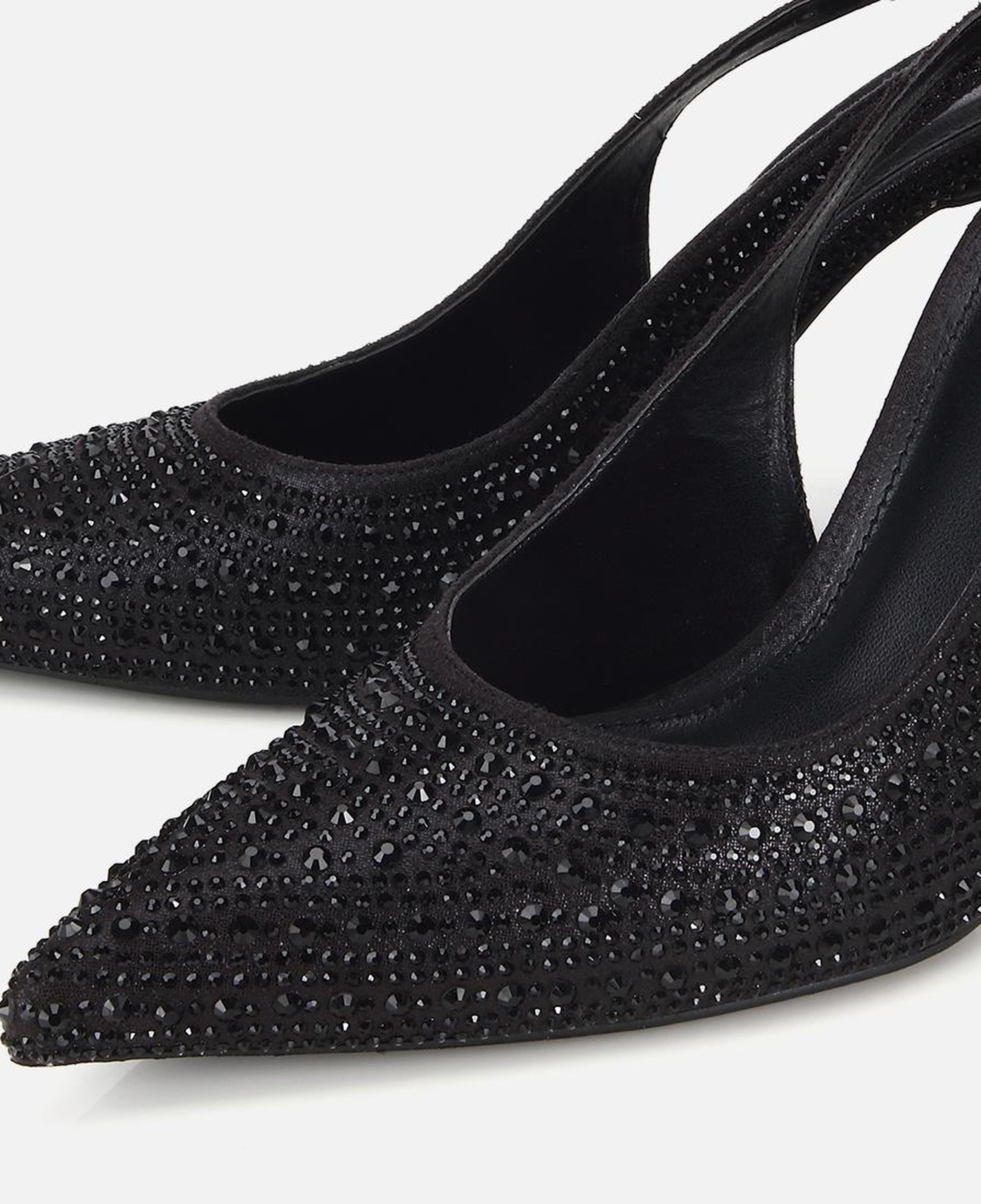 Kadın  Siyah Taşlı Arkası Açık Stiletto