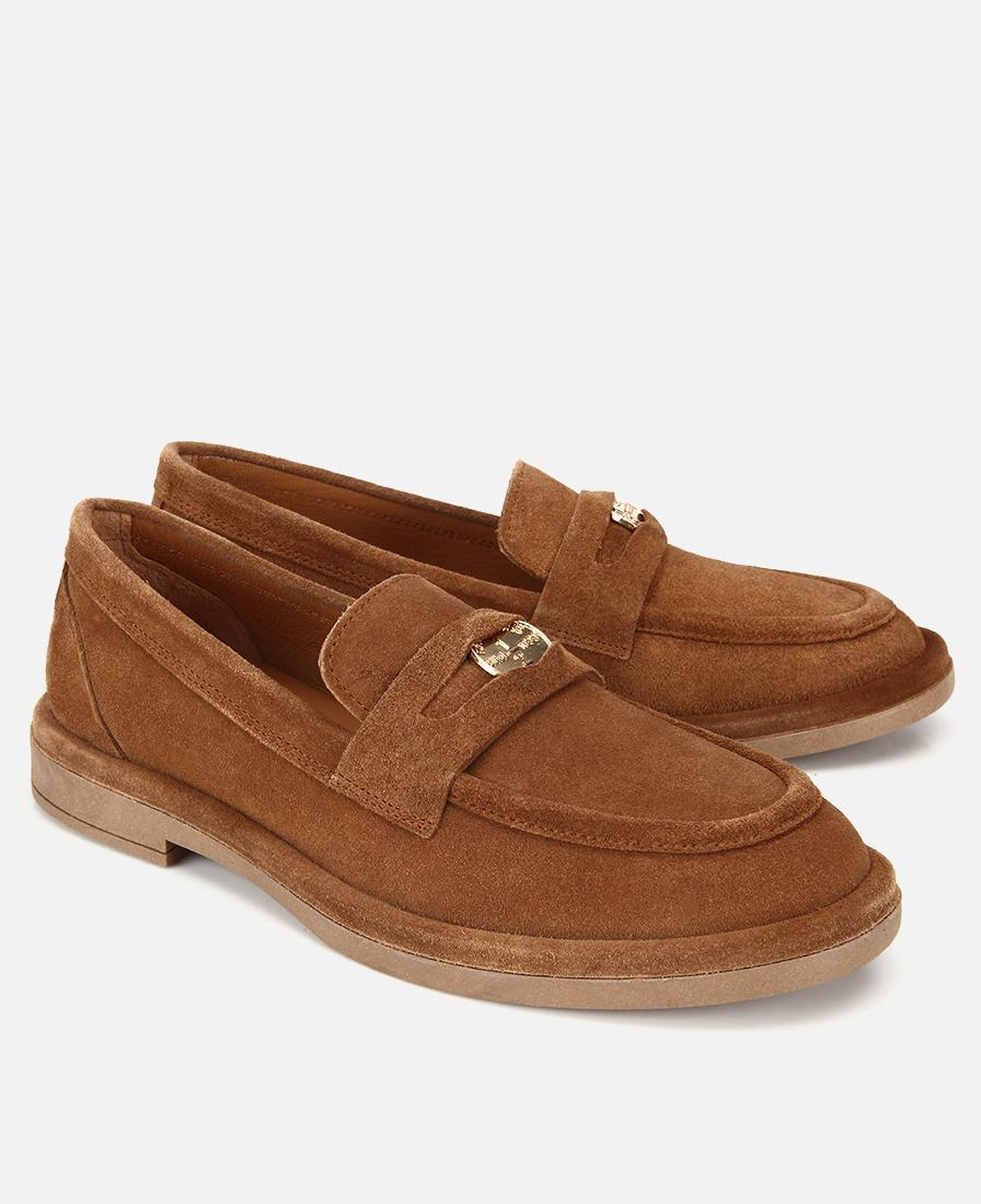 Kadın Süet Deri Taba Tokalı Klasik Loafer