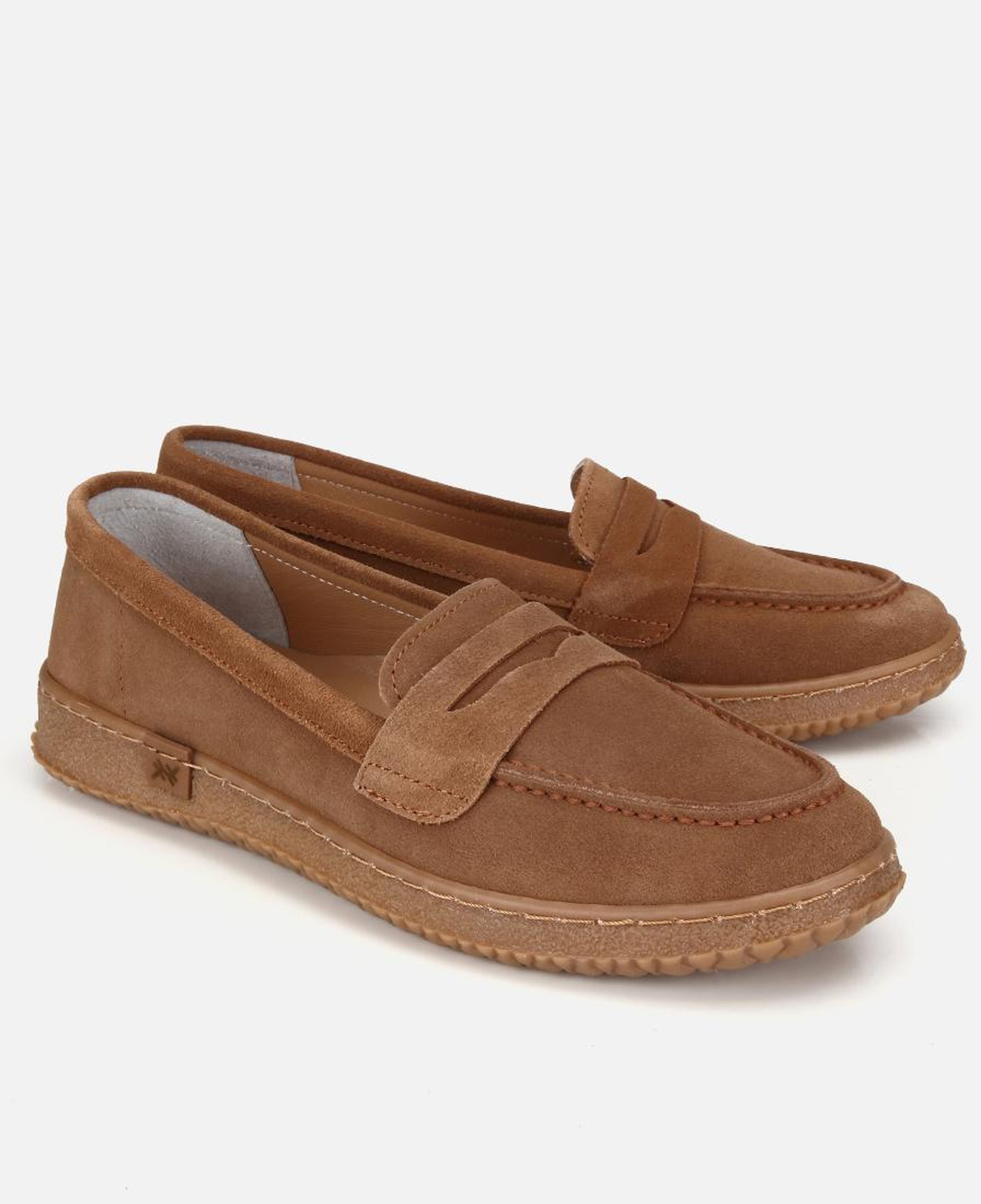 Kadın Süet Deri Taba Yumuşak Tabanlı Günlük Loafer