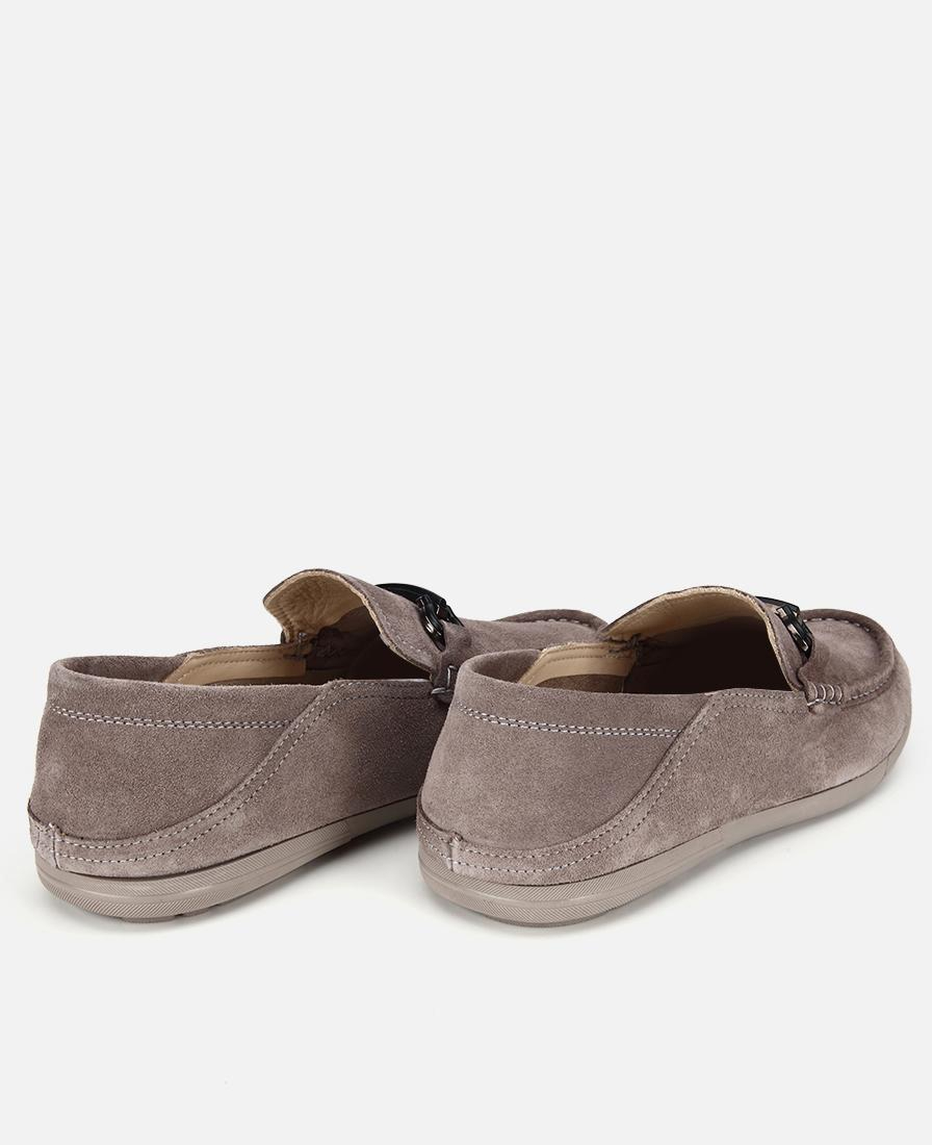 Erkek Süet Deri Gri Toka Detaylı Comfort Loafer Ayakkabı