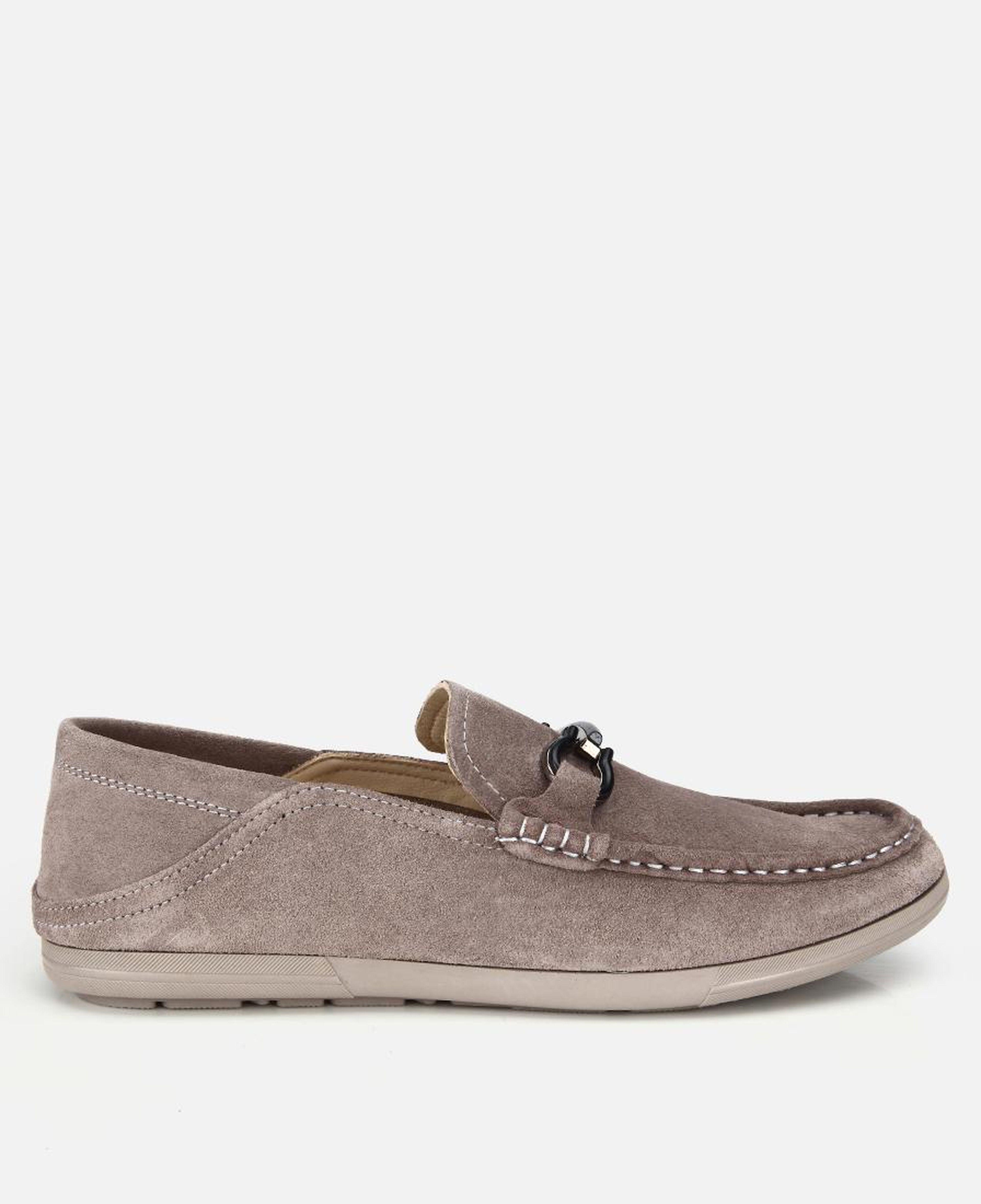 Erkek Süet Deri Gri Toka Detaylı Comfort Loafer Ayakkabı