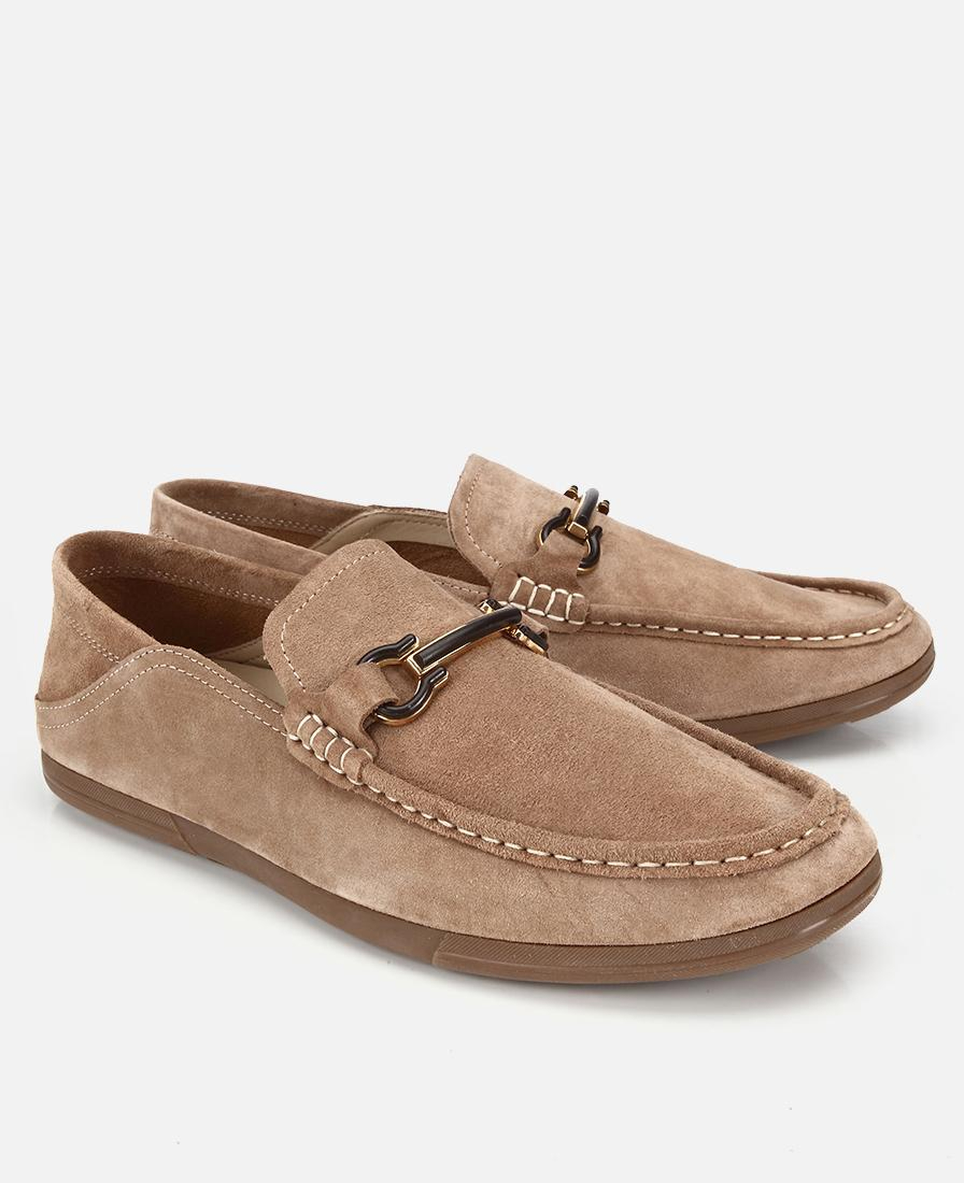 Erkek Süet Deri Bej Toka Detaylı Comfort Loafer Ayakkabı