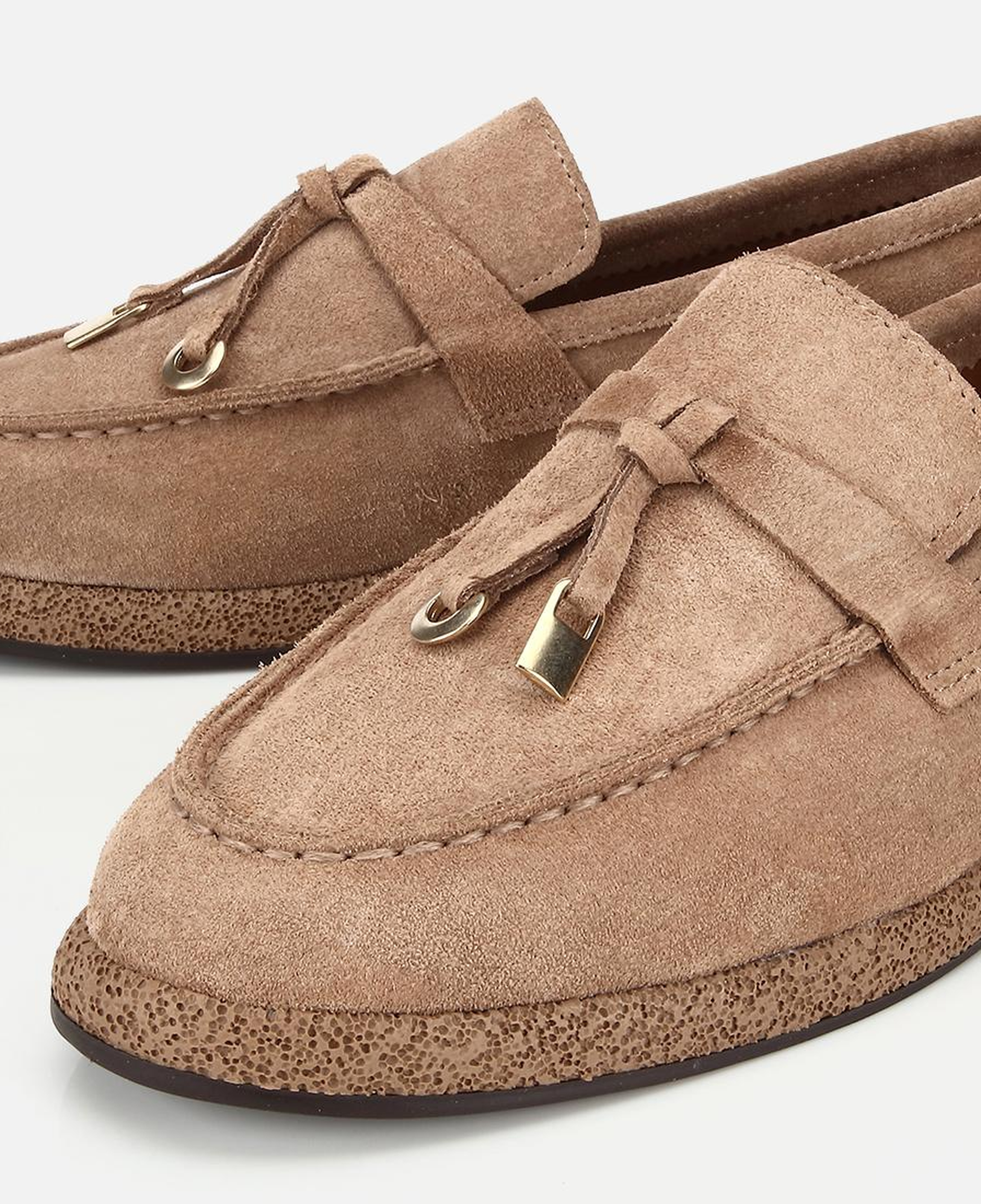 Kadın Süet Deri Vizon Tokalı Günlük Loafer