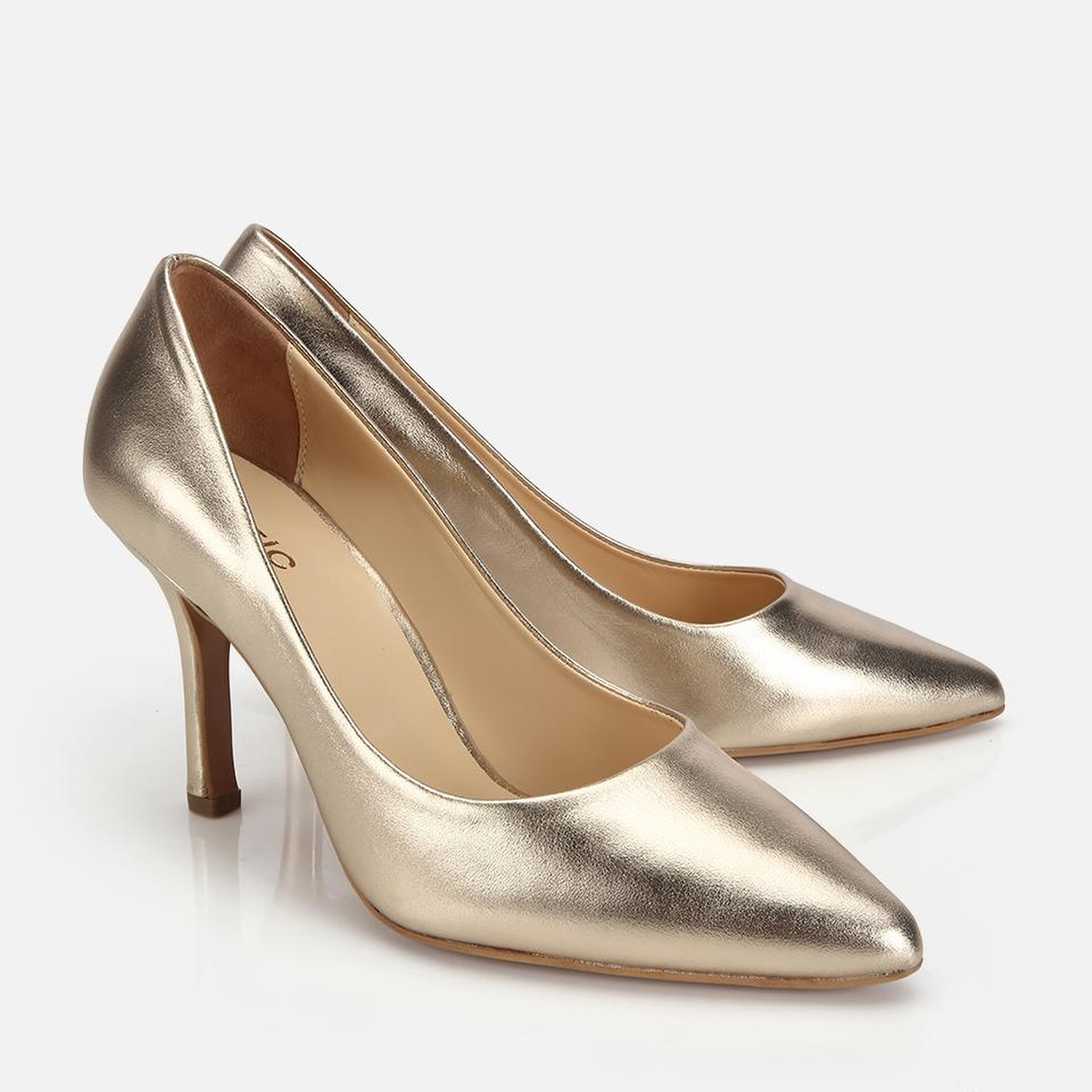 Kadın Deri Gold Yumuşak Dokulu Stiletto