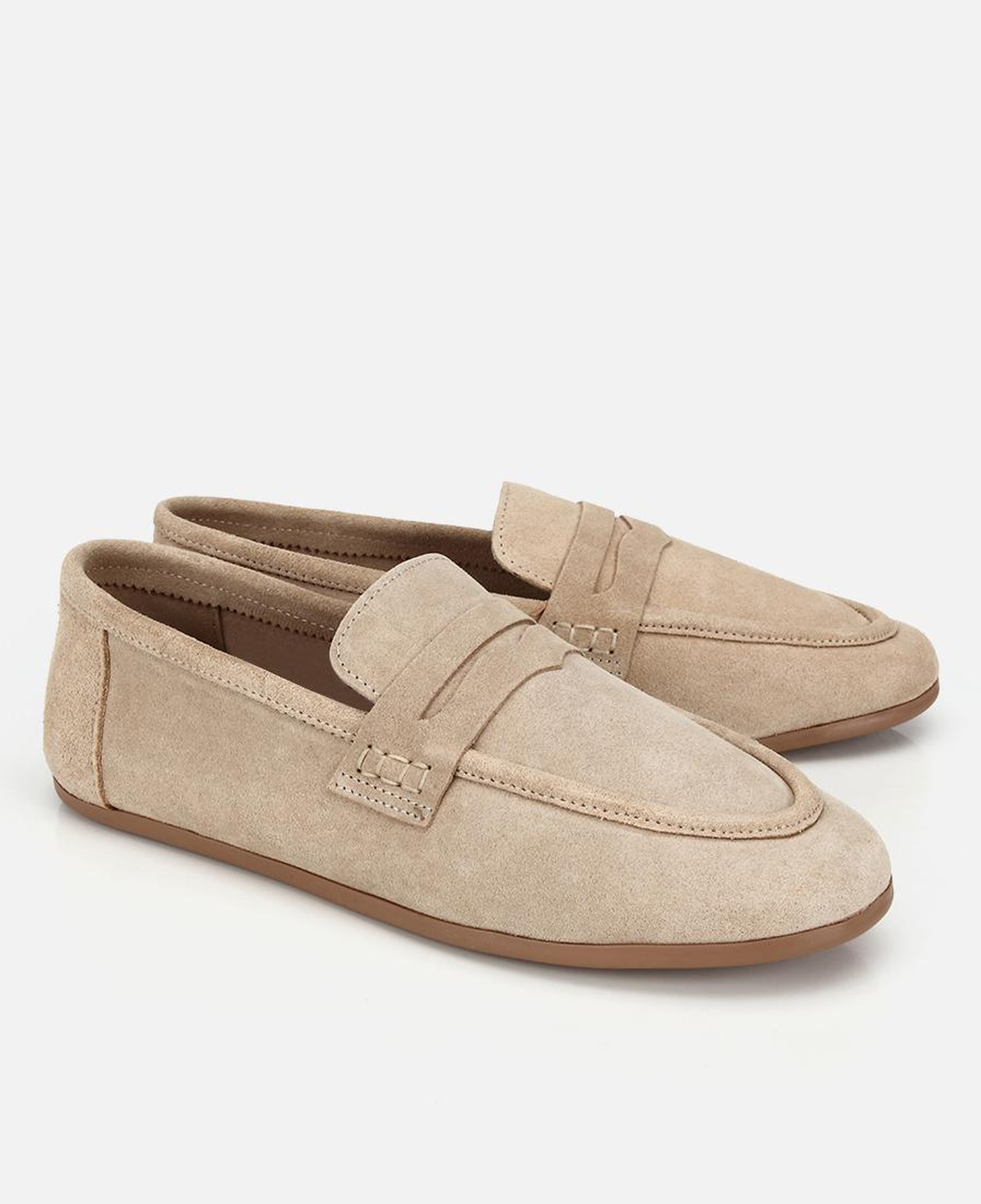 Kadın Süet Deri Bej Yumuşak Dokulu Klasik Loafer