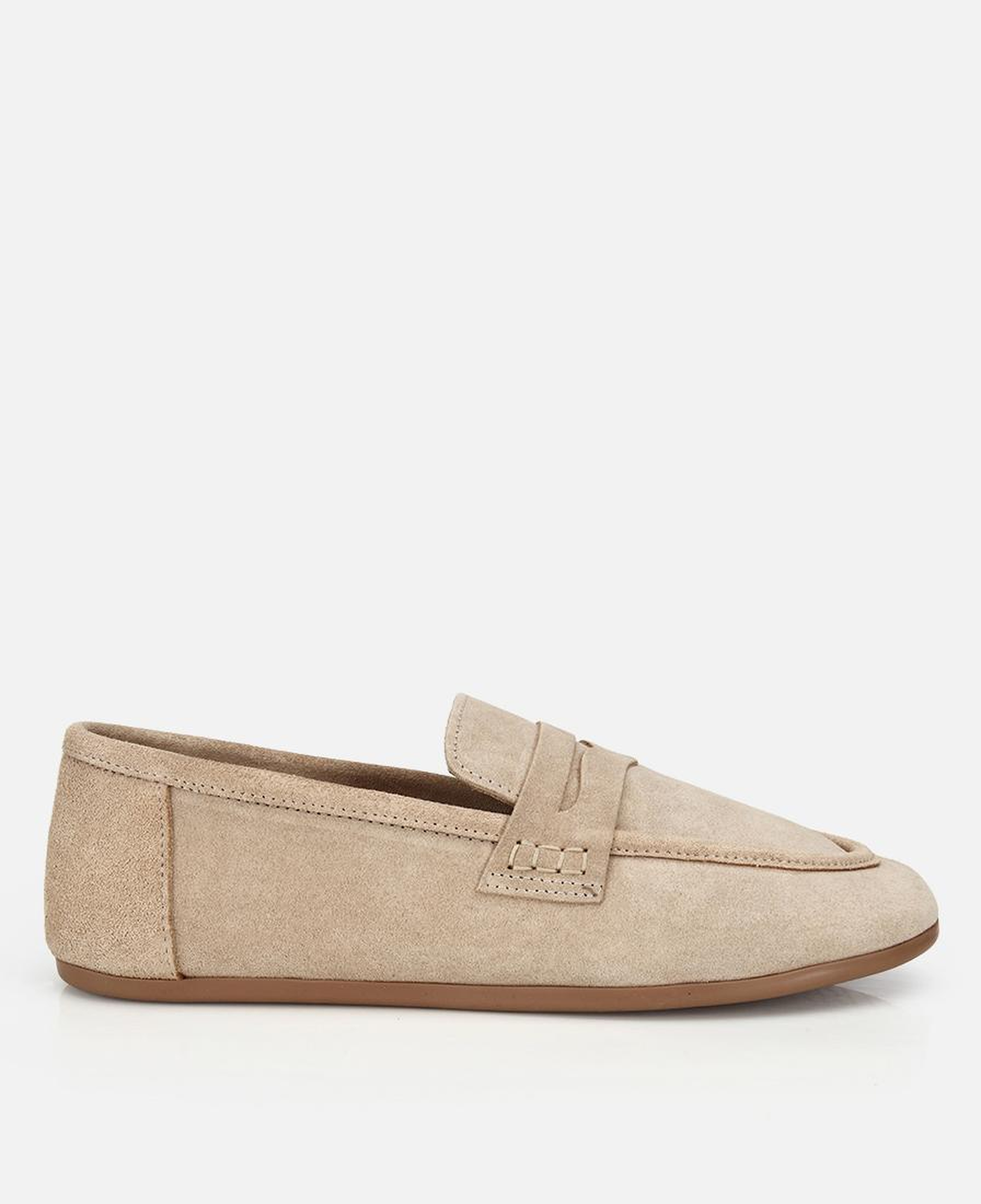 Kadın Süet Deri Bej Yumuşak Dokulu Klasik Loafer