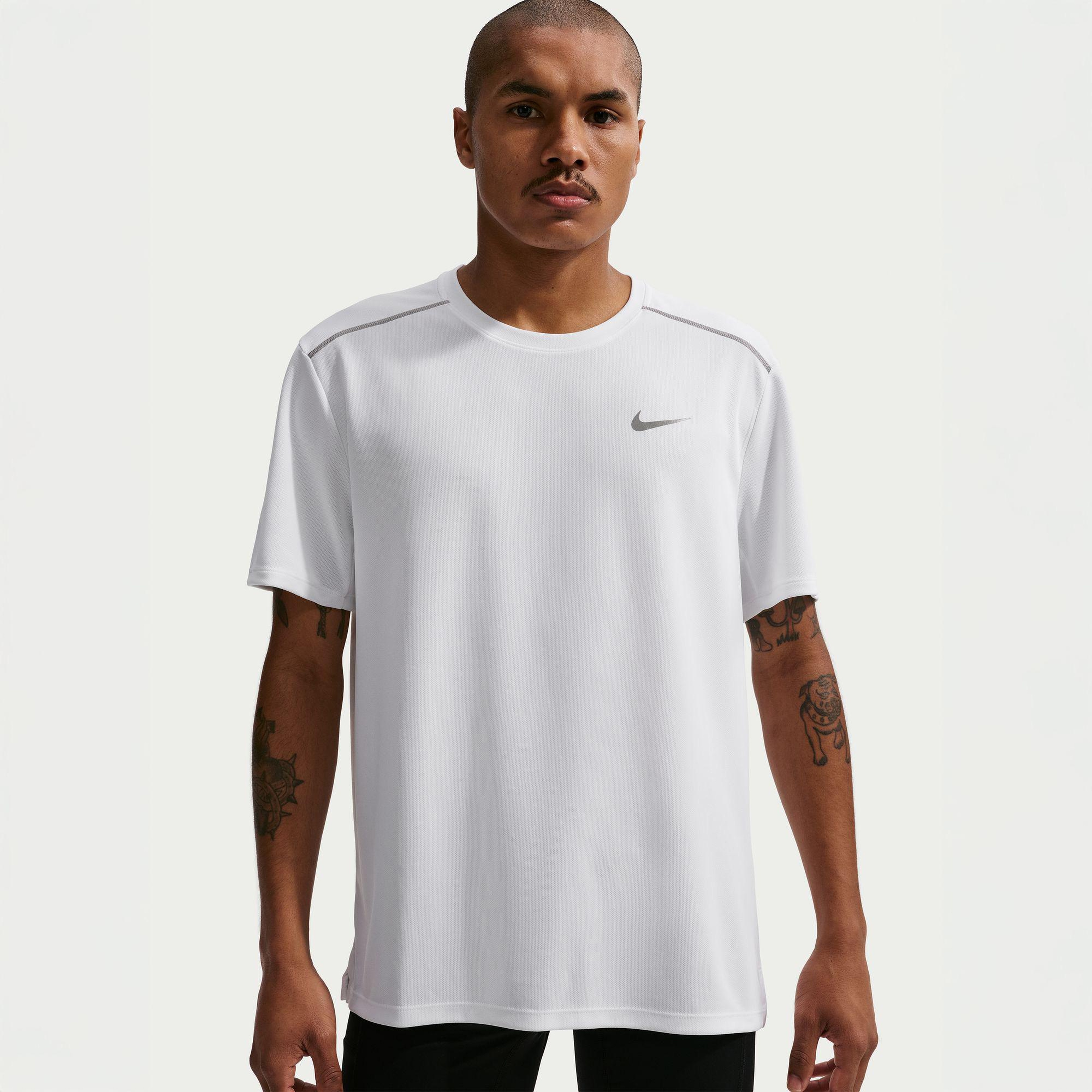 Nike Dri-Fit Miler Erkek Beyaz T-Shirt