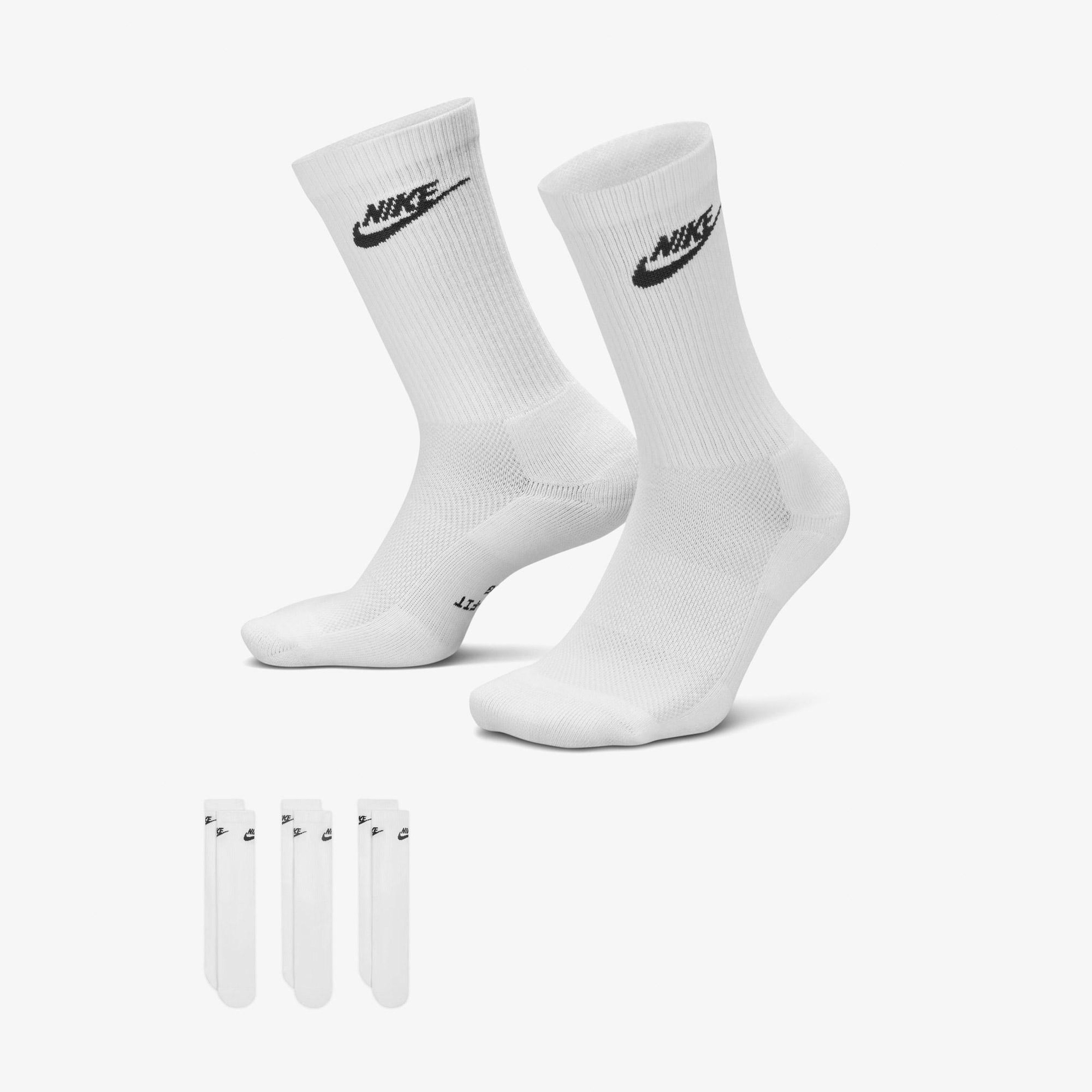 Nike Everyday Elevated 3'lü Unisex Beyaz Çorap